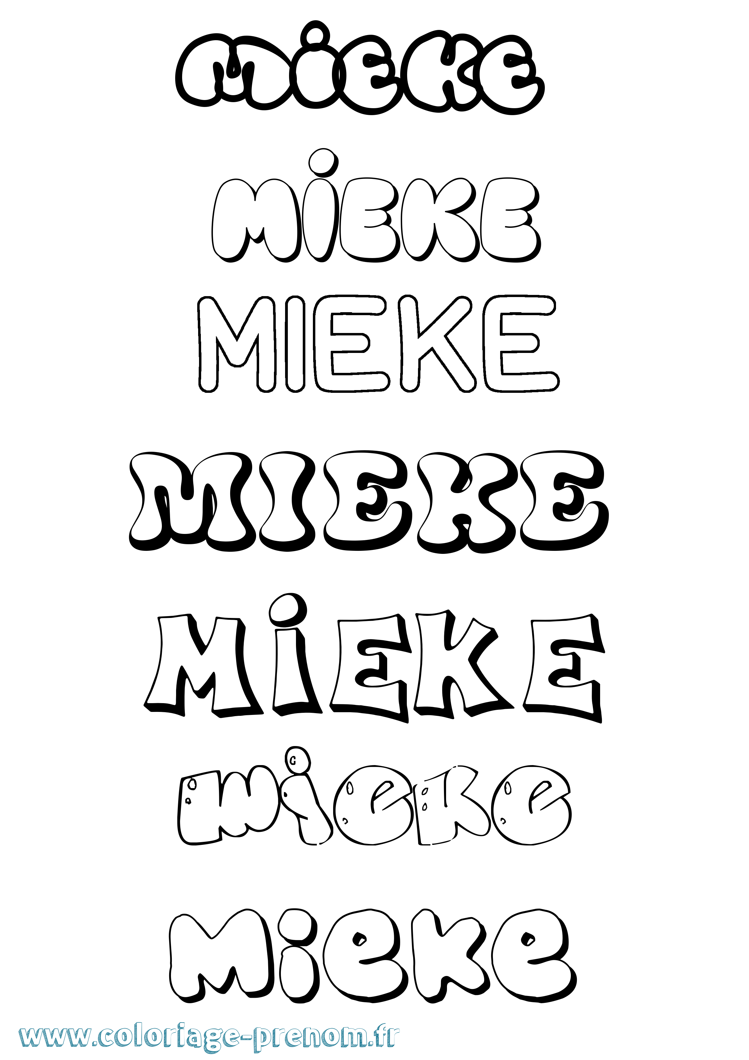Coloriage Mieke Bubble Coloriage prénom Mieke Bubble