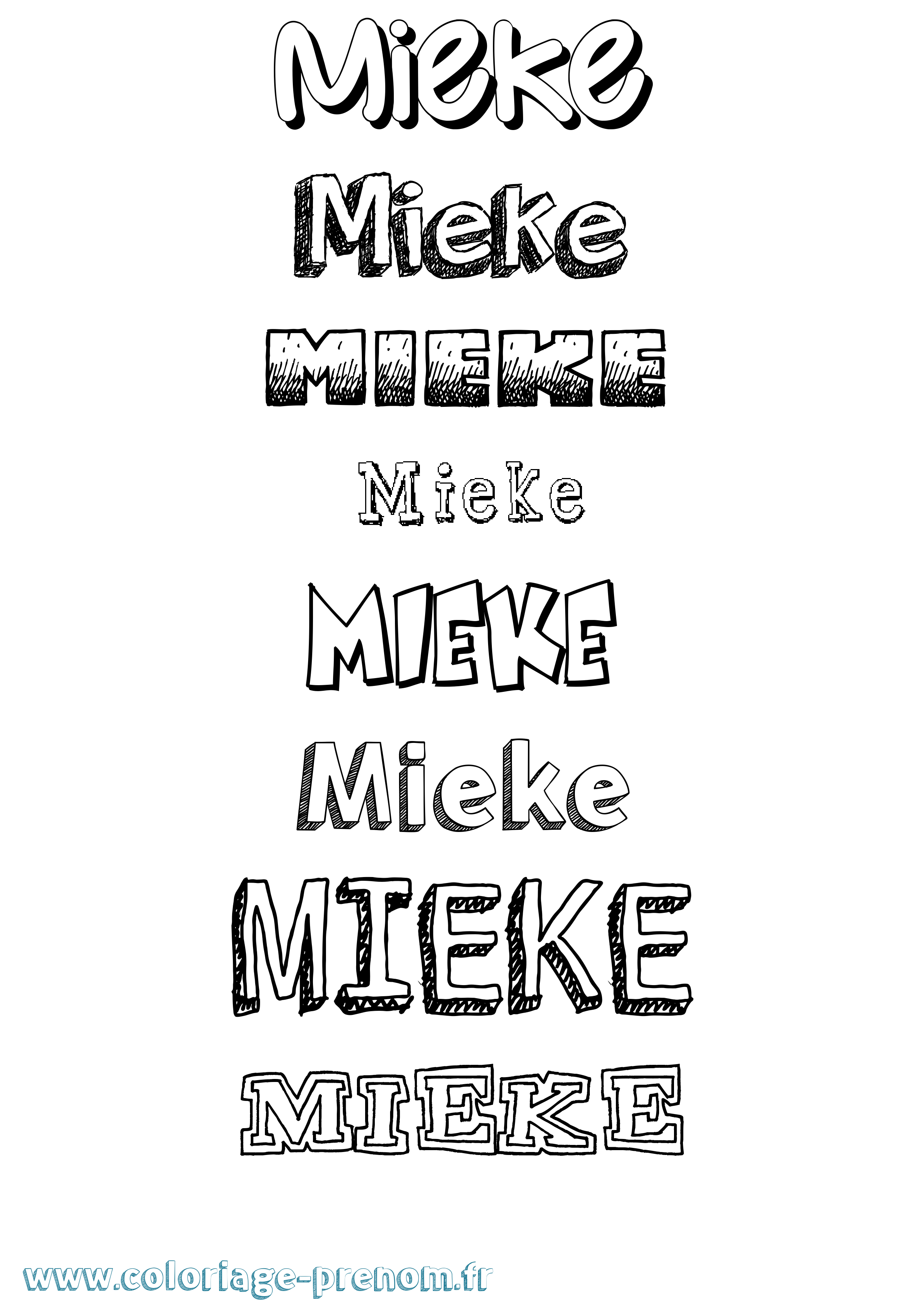Coloriage Mieke Dessiné Coloriage prénom Mieke Dessiné
