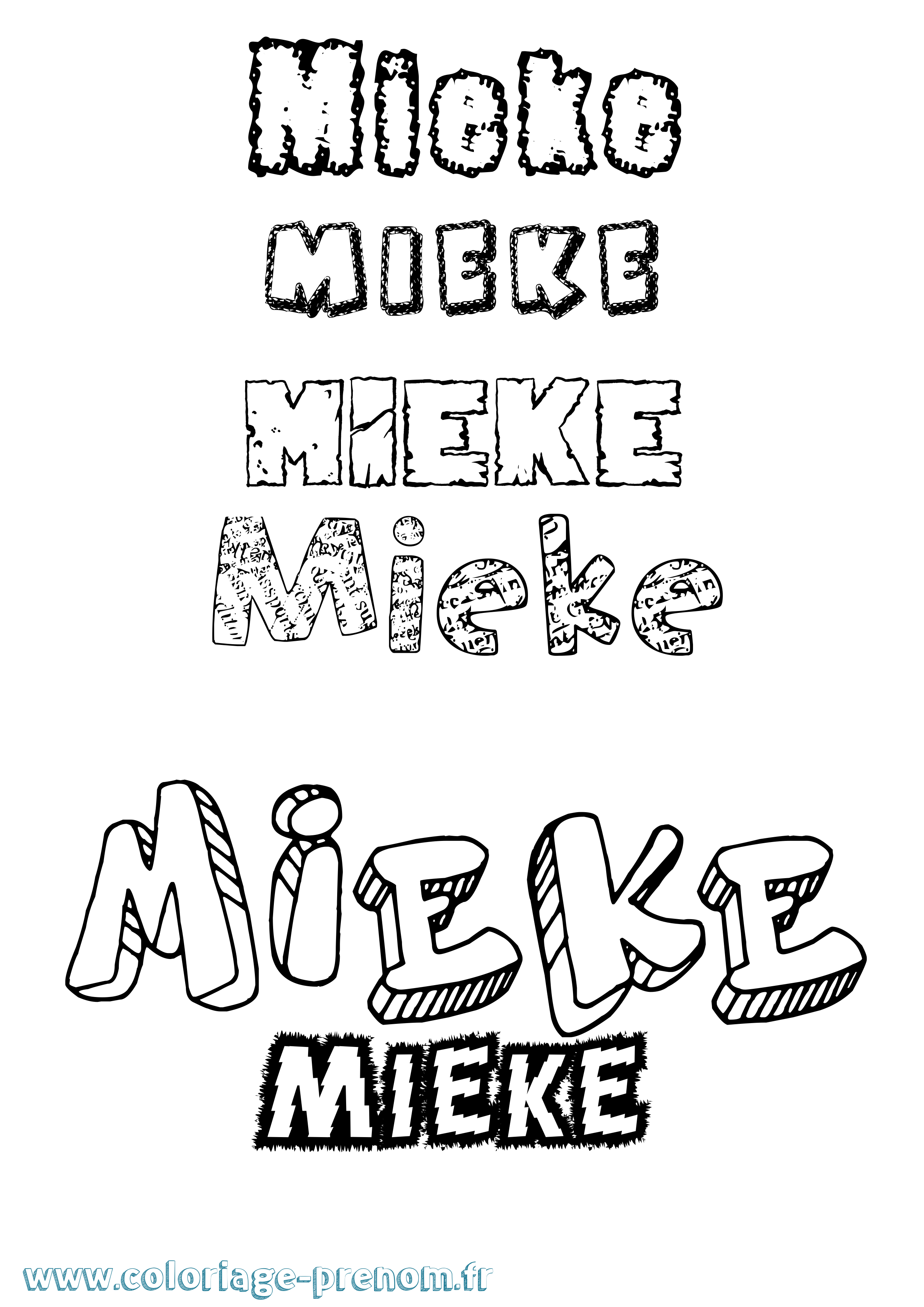 Coloriage Mieke Destructuré Coloriage prénom Mieke Destructuré