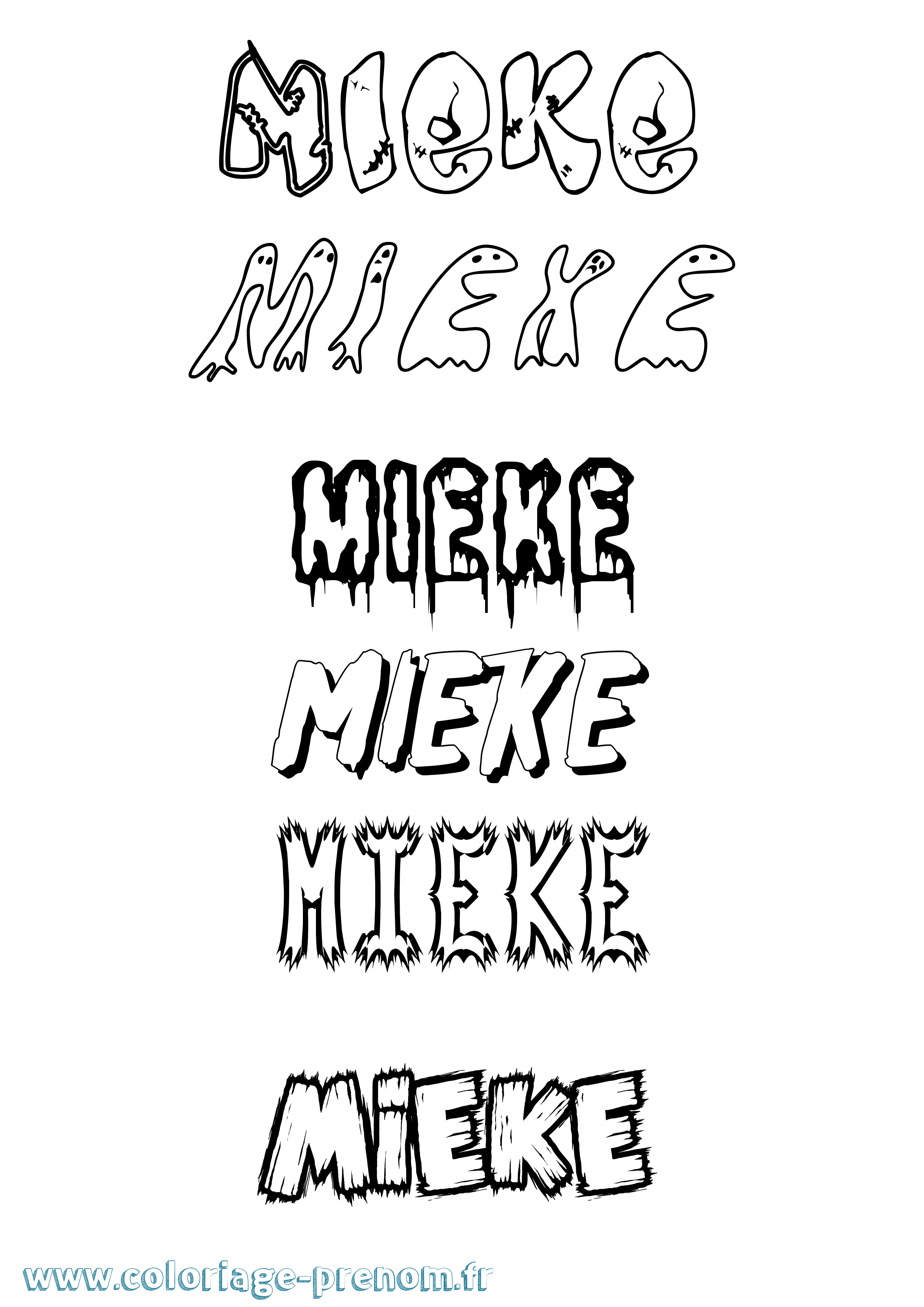Coloriage Mieke Frisson Coloriage prénom Mieke Frisson