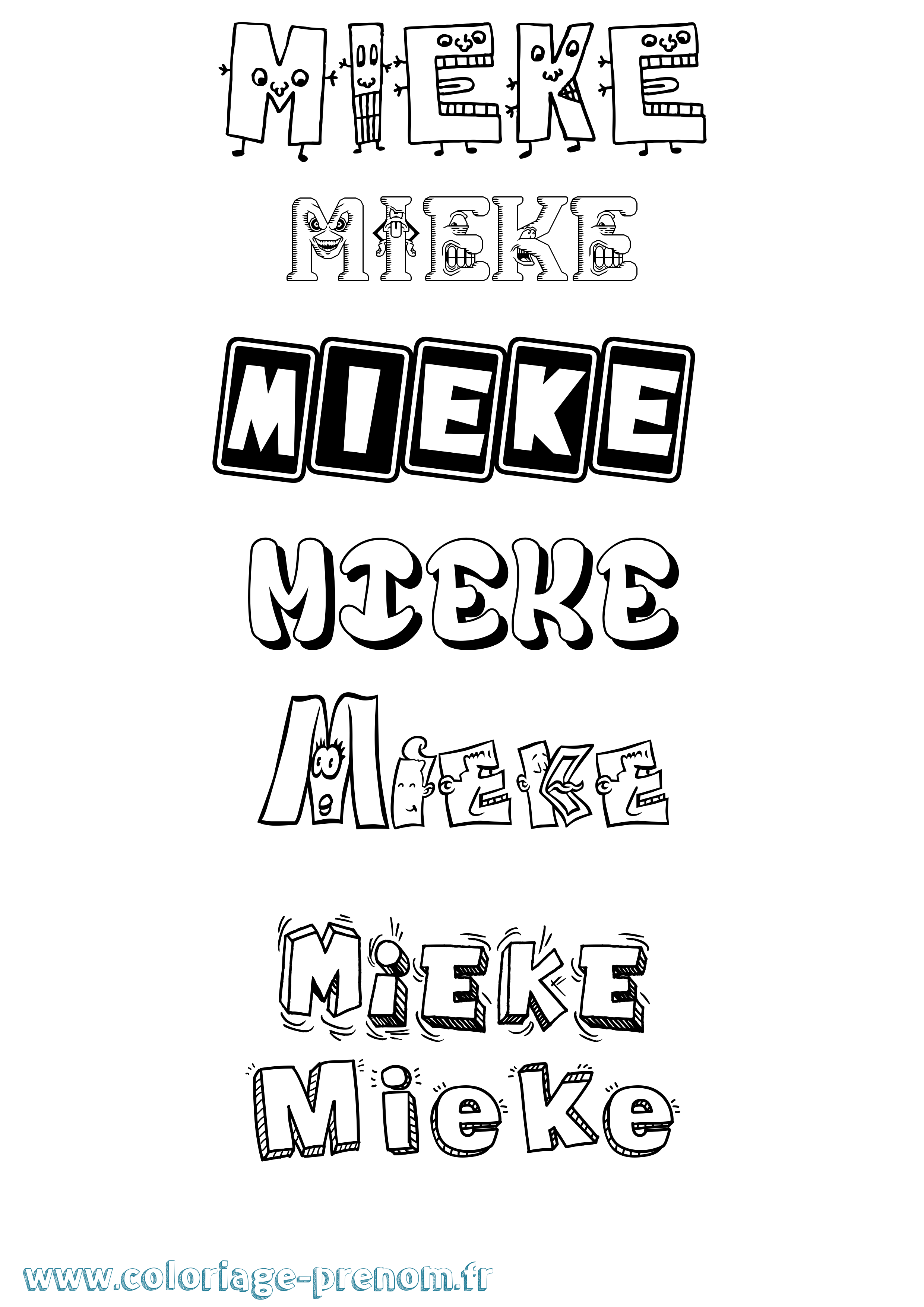 Coloriage Mieke Fun Coloriage prénom Mieke Fun