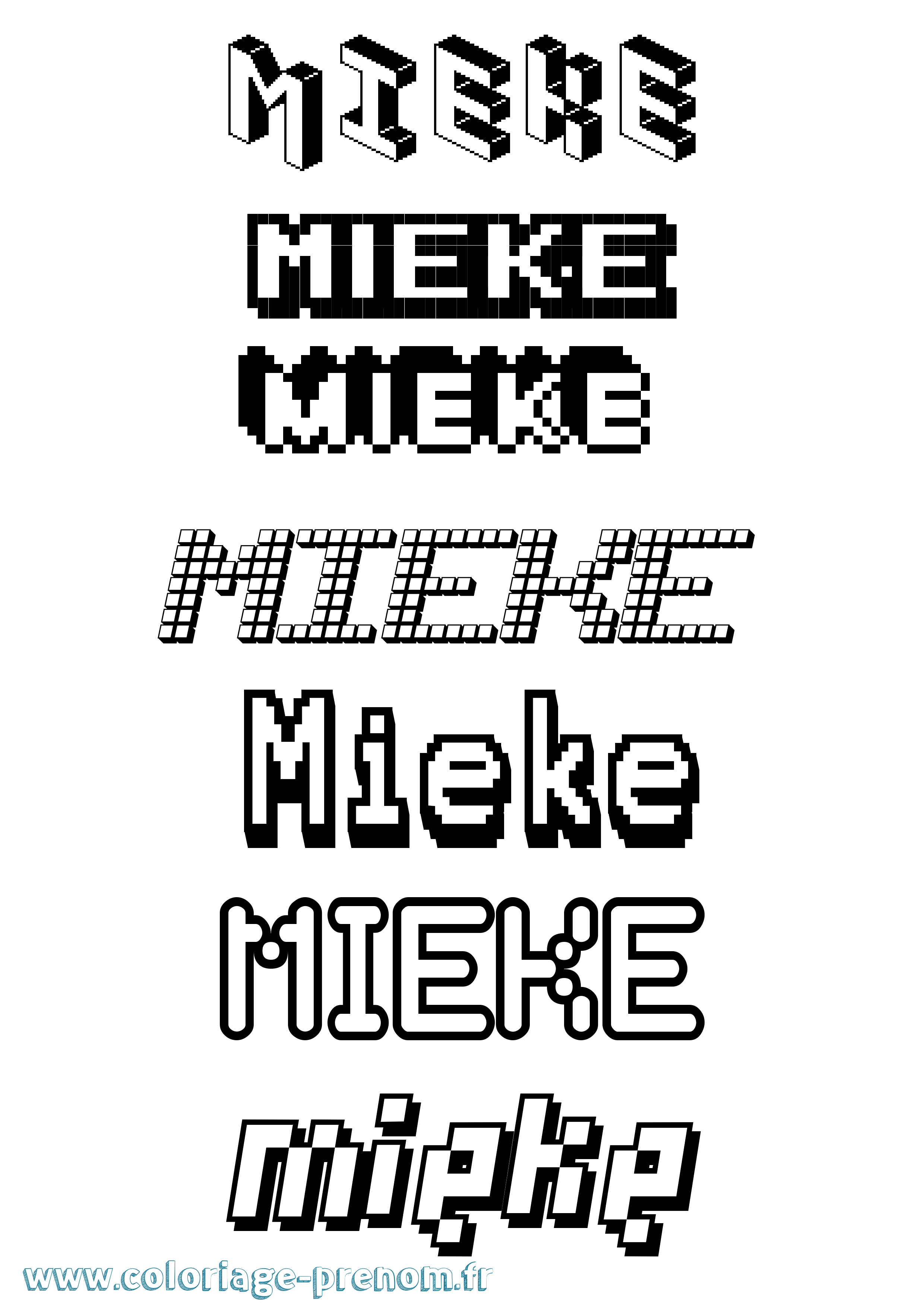 Coloriage Mieke Pixel Coloriage prénom Mieke Pixel