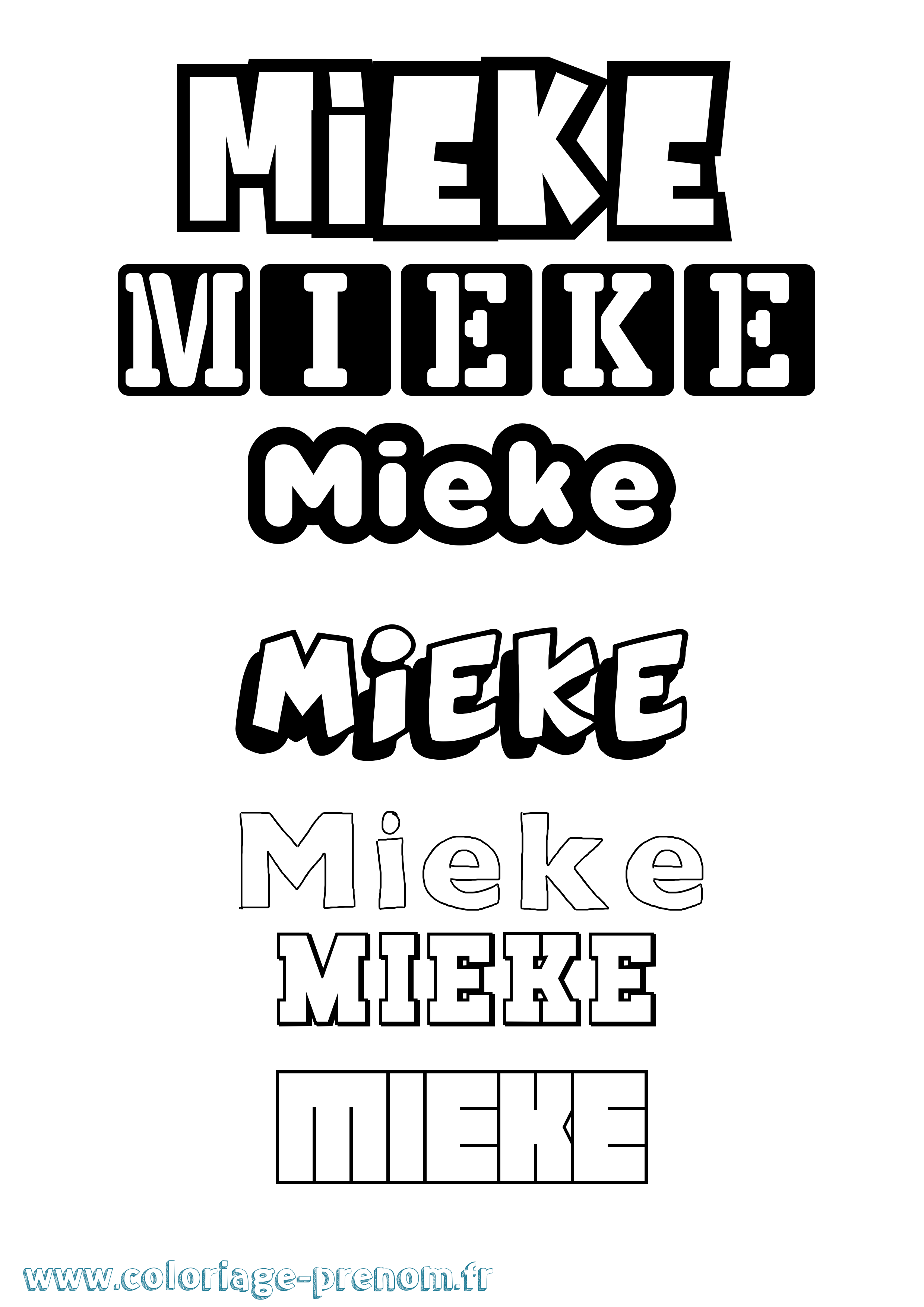 Coloriage Mieke Simple Coloriage prénom Mieke Simple