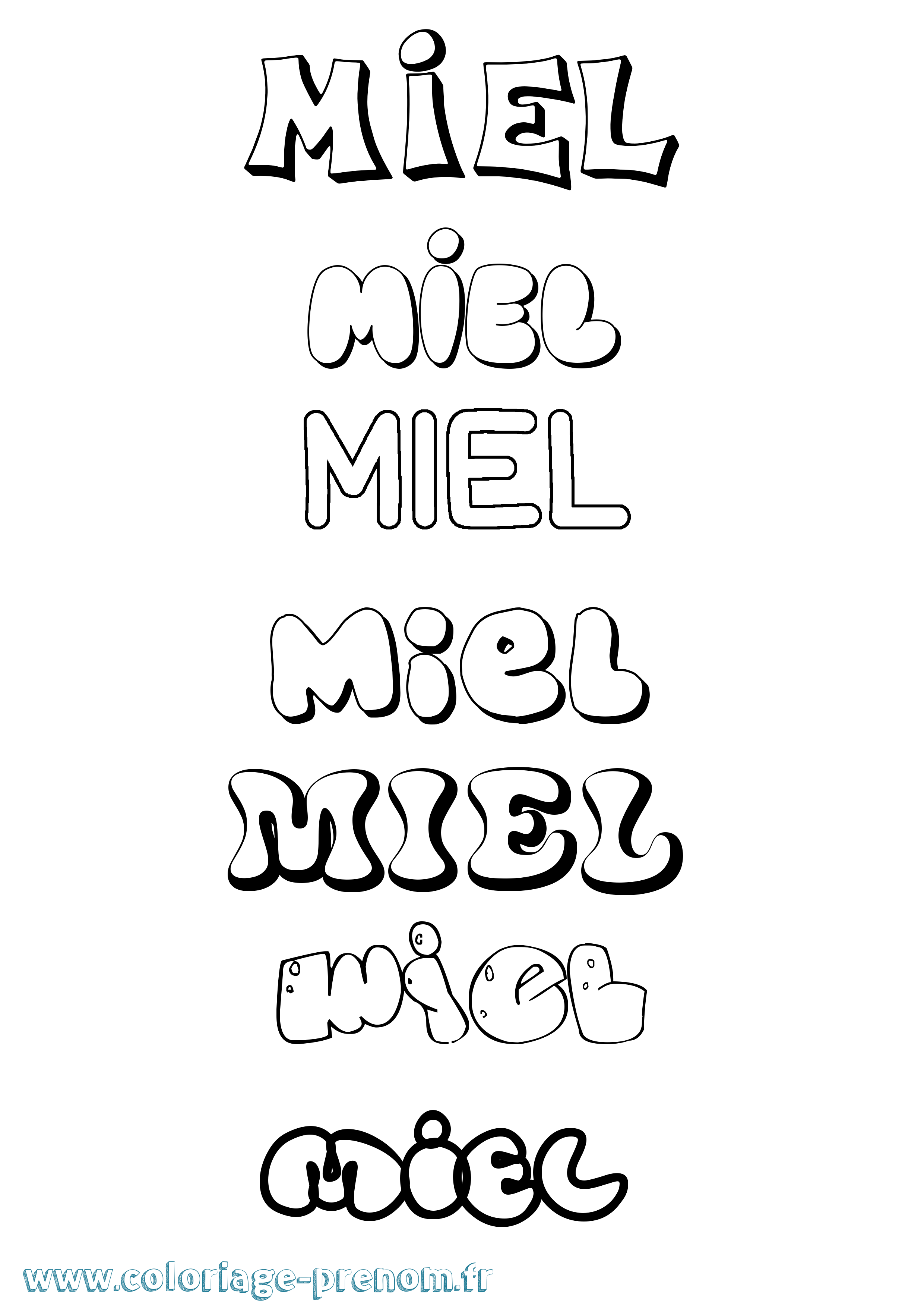 Coloriage Miel Bubble Coloriage prénom Miel Bubble