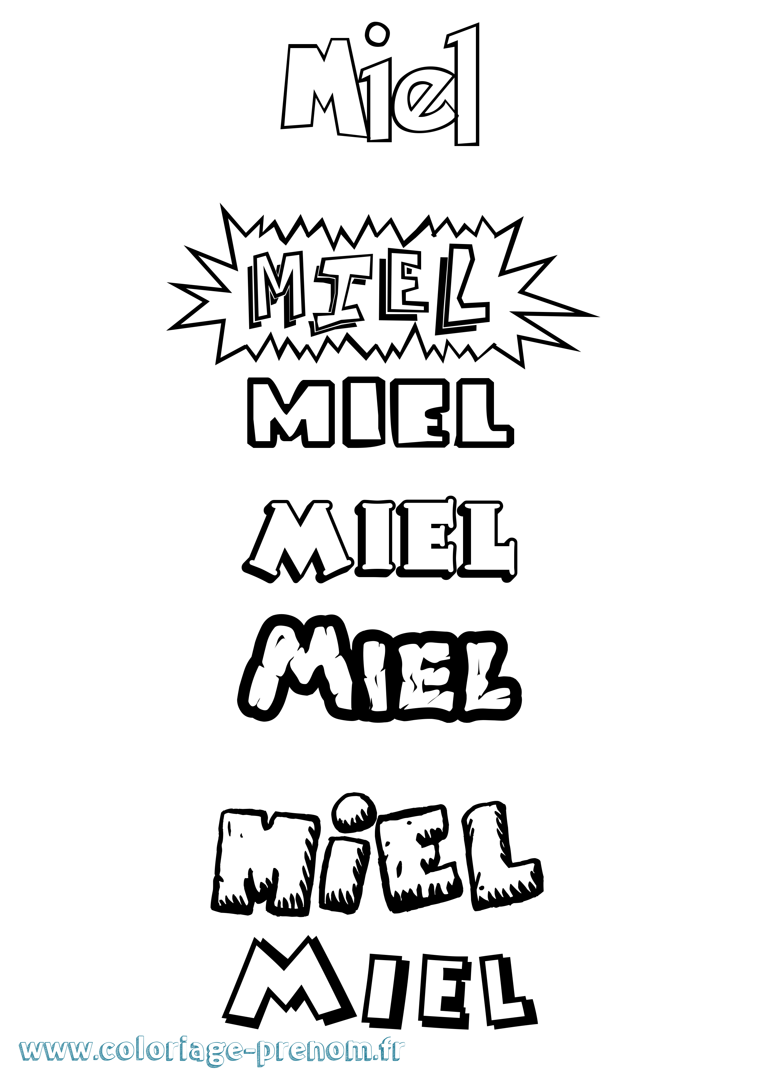 Coloriage Miel Dessin Animé Coloriage prénom Miel Dessin Animé