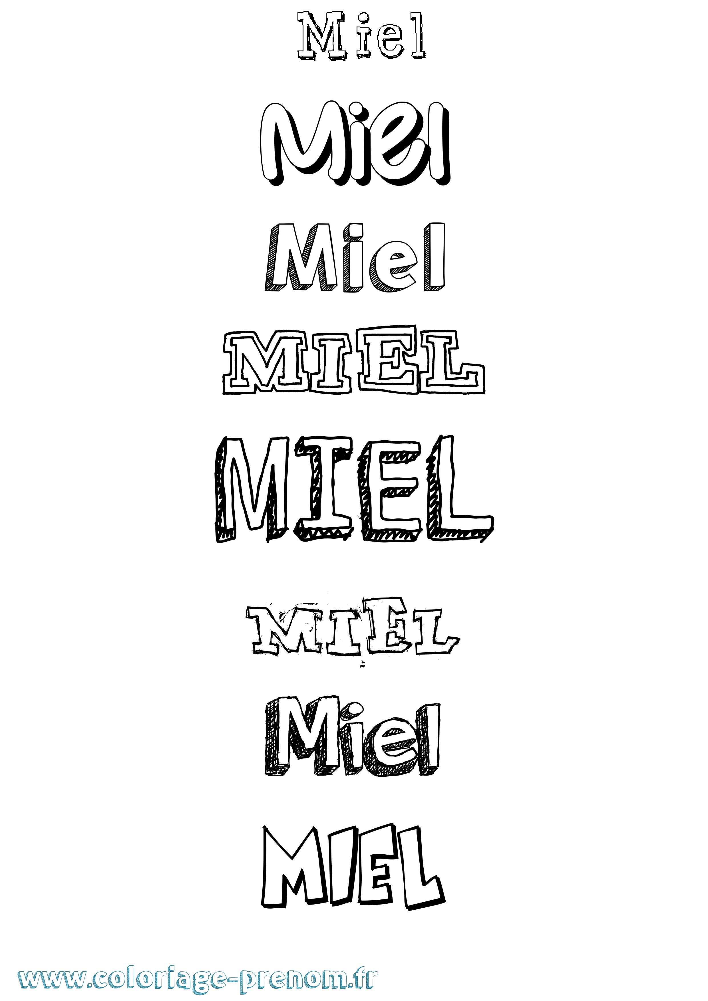 Coloriage Miel Dessiné Coloriage prénom Miel Dessiné