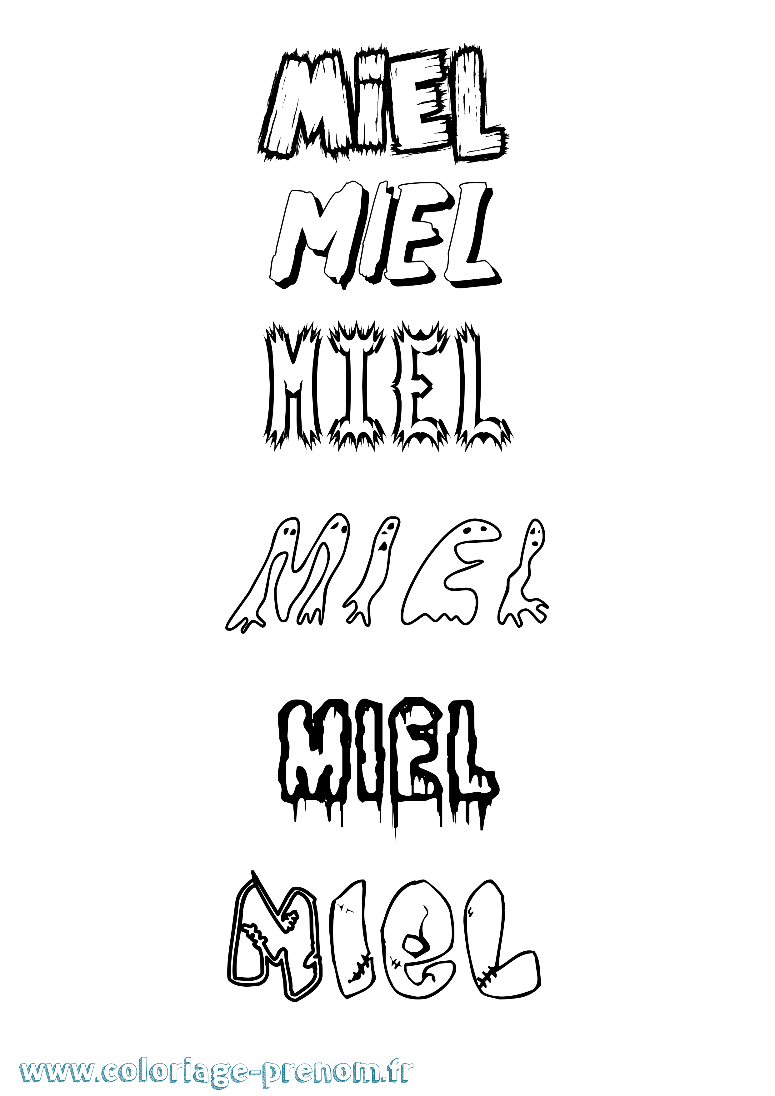 Coloriage Miel Frisson Coloriage prénom Miel Frisson