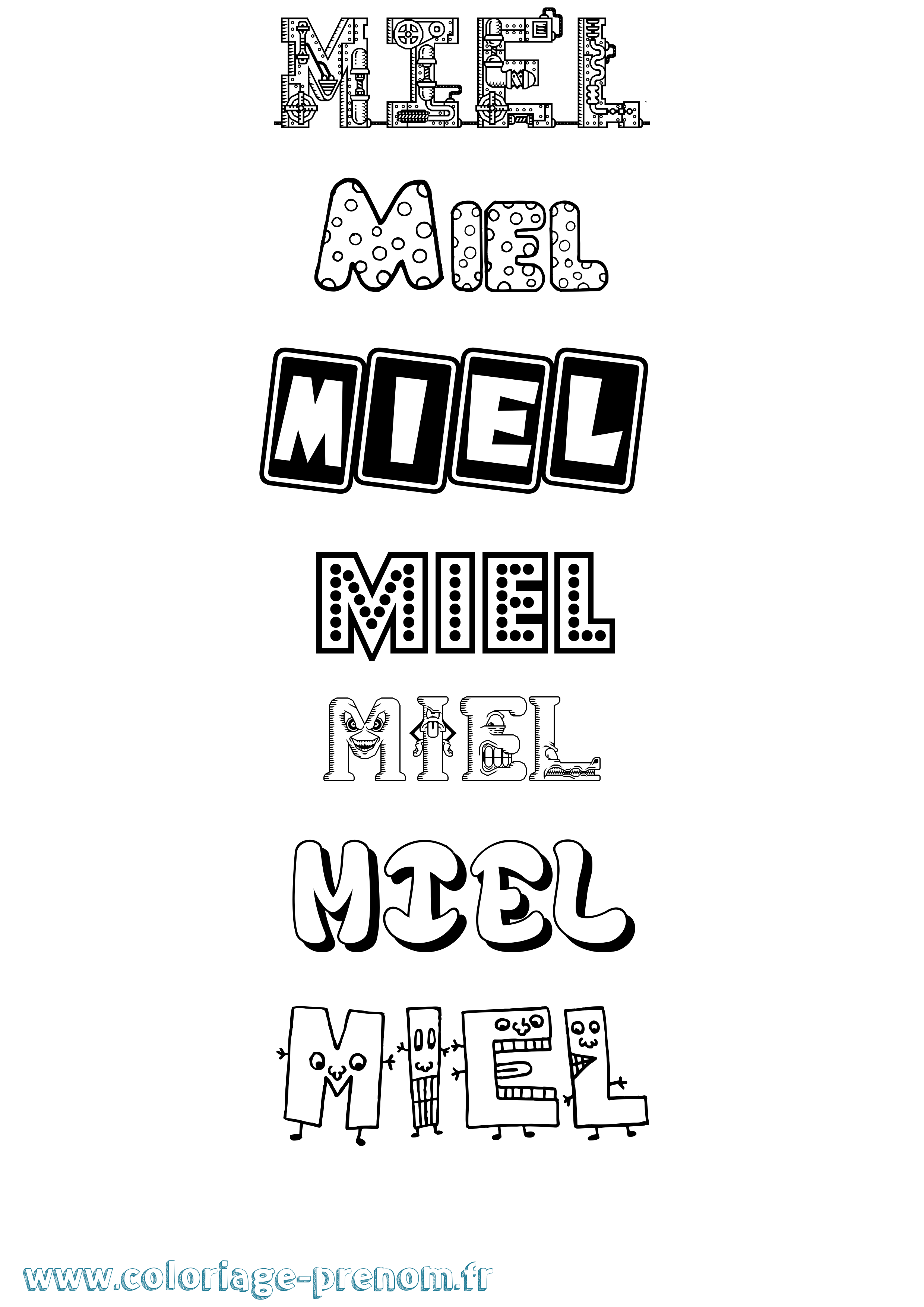 Coloriage Miel Fun Coloriage prénom Miel Fun