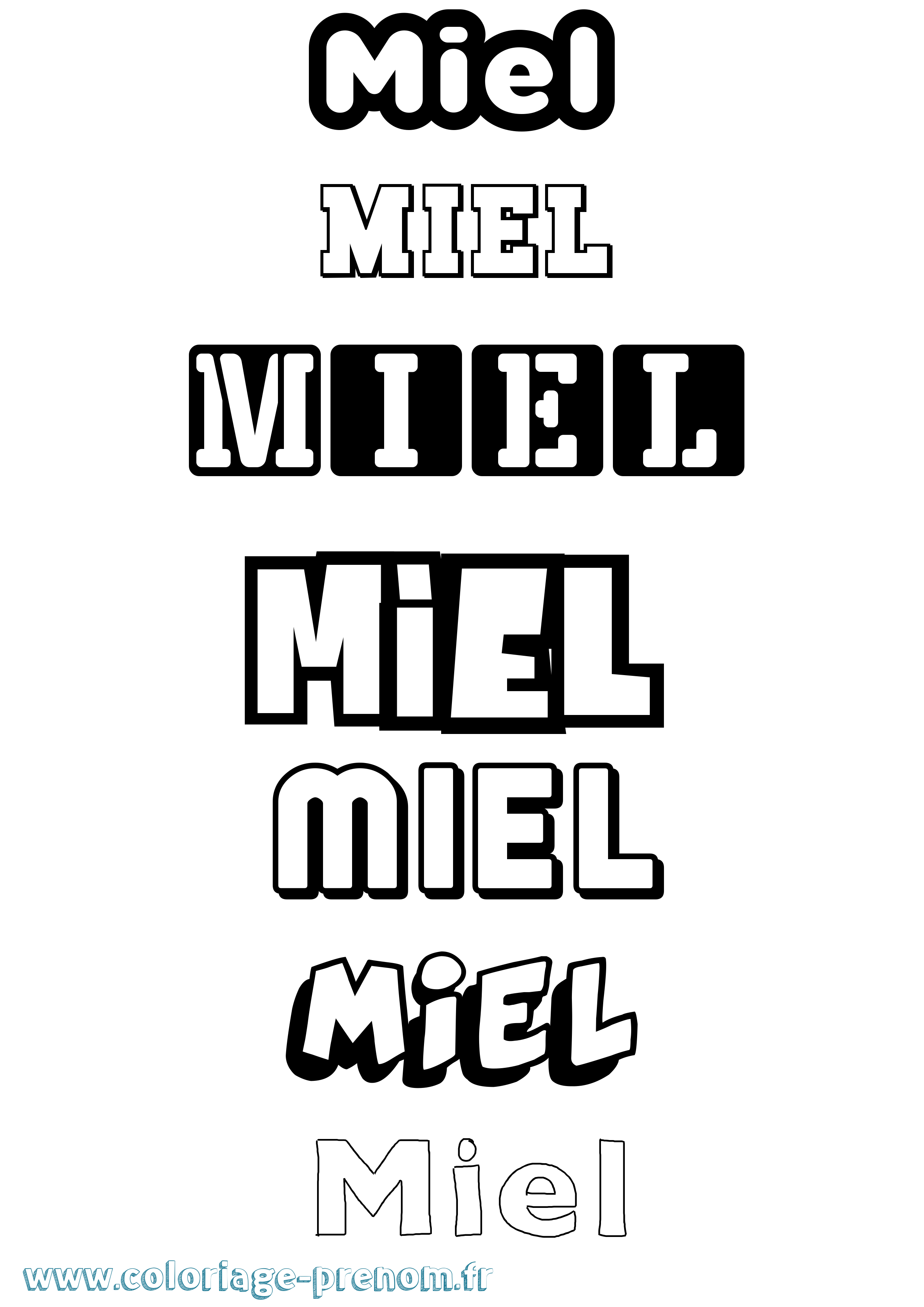 Coloriage Miel Simple Coloriage prénom Miel Simple