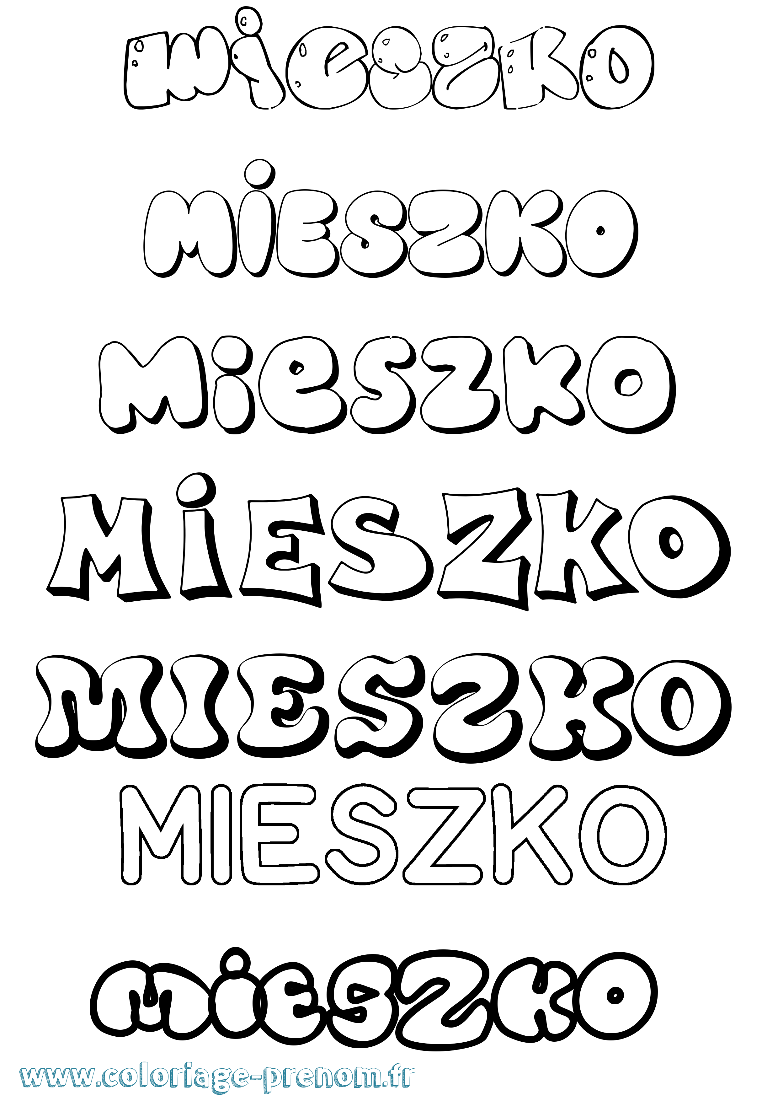 Coloriage Mieszko Bubble Coloriage prénom Mieszko Bubble