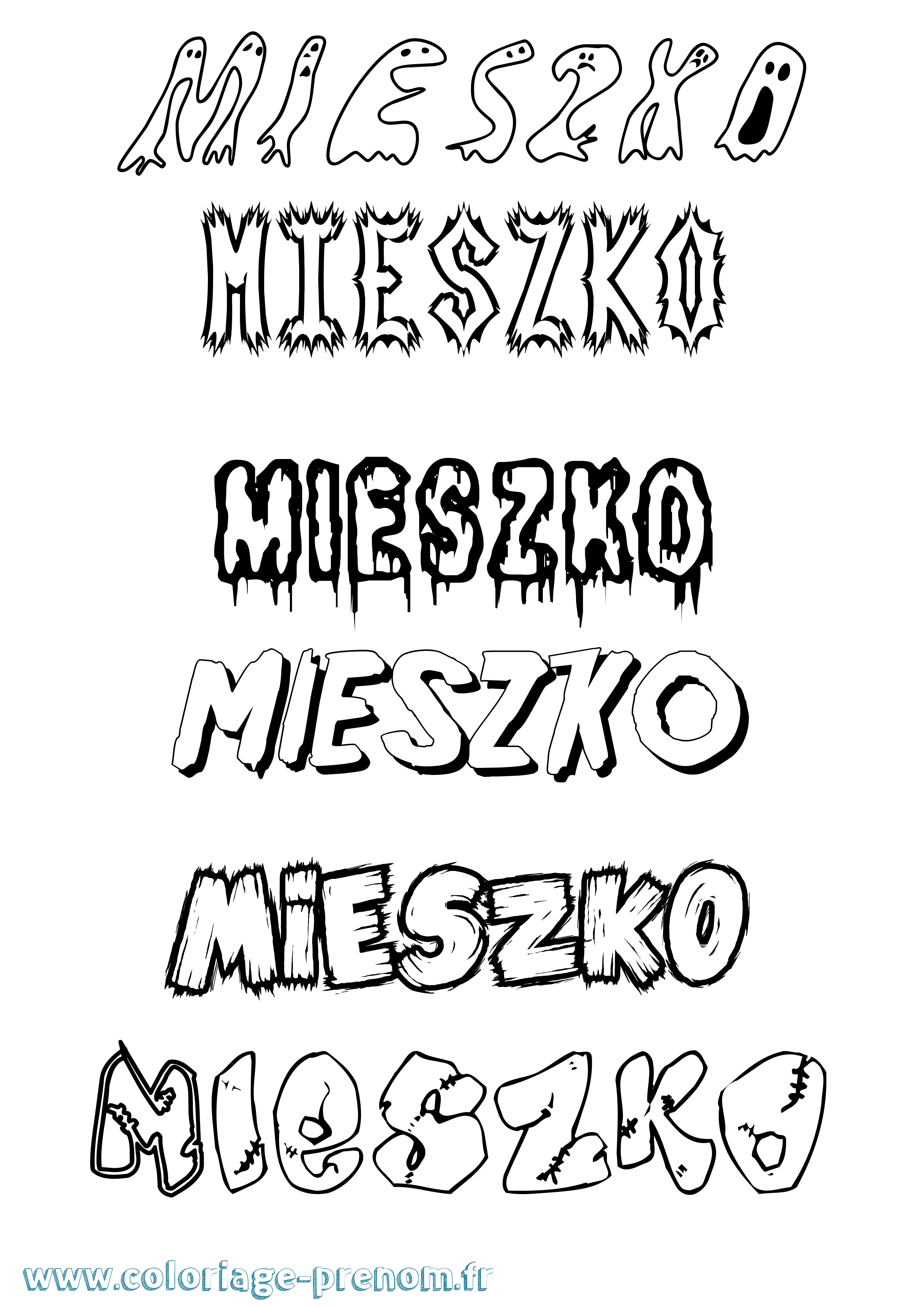 Coloriage Mieszko Frisson Coloriage prénom Mieszko Frisson