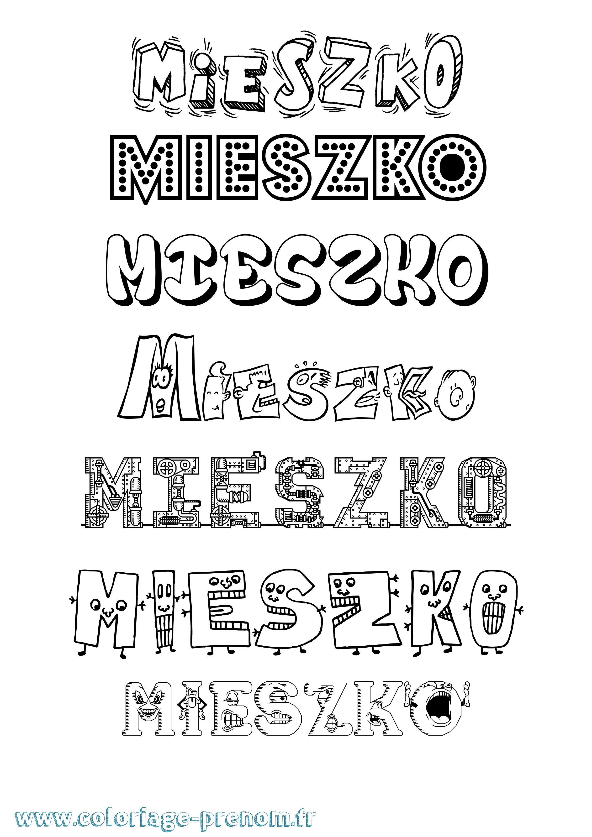 Coloriage Mieszko Fun Coloriage prénom Mieszko Fun