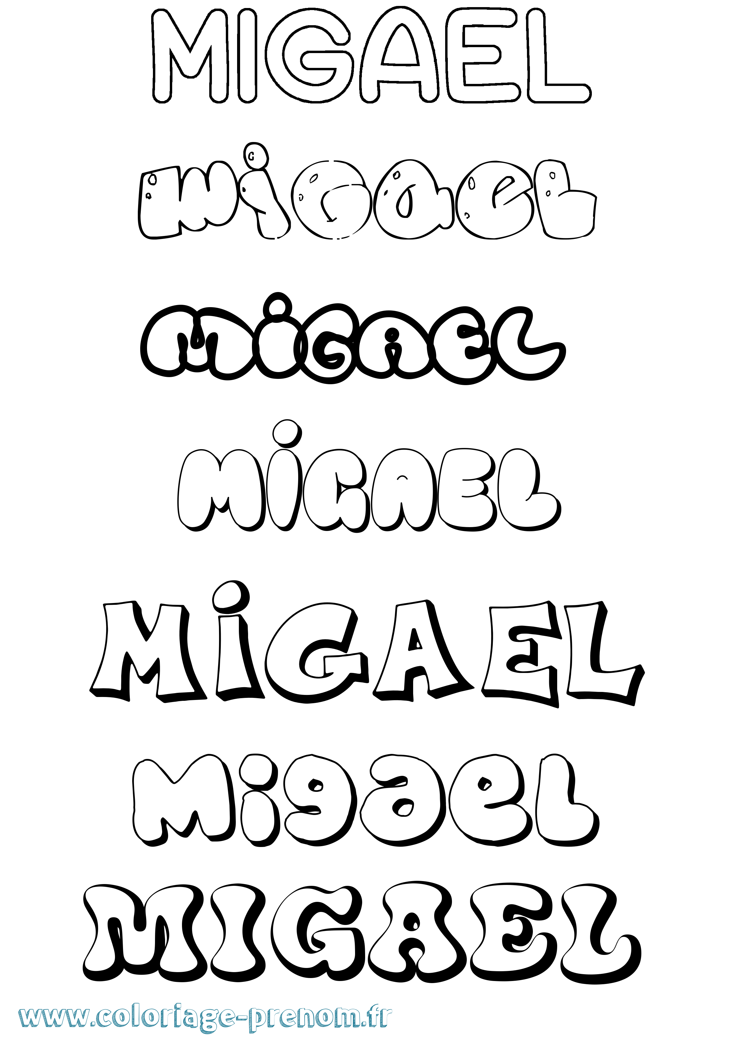 Coloriage Migael Bubble Coloriage prénom Migael Bubble