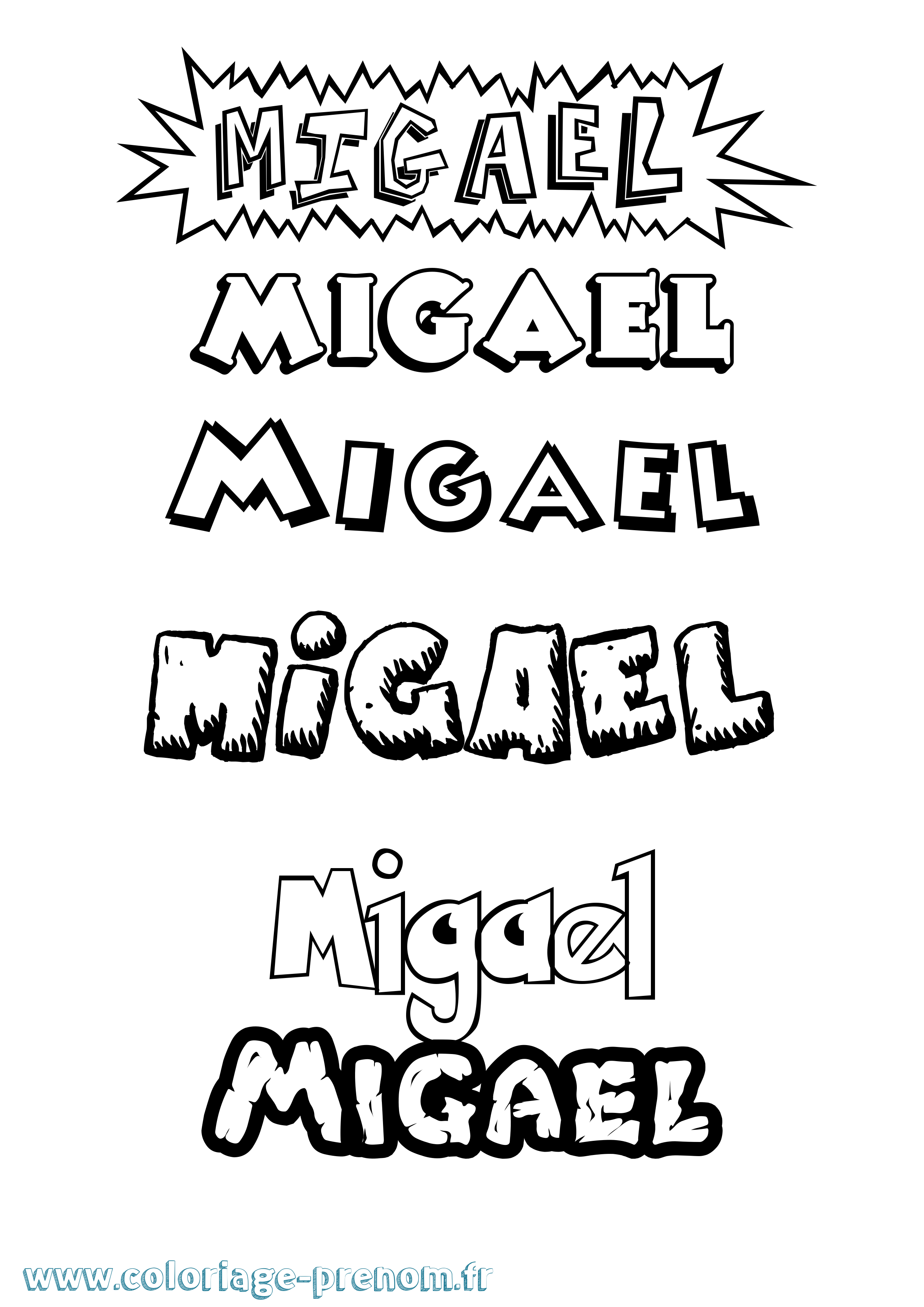 Coloriage Migael Dessin Animé Coloriage prénom Migael Dessin Animé