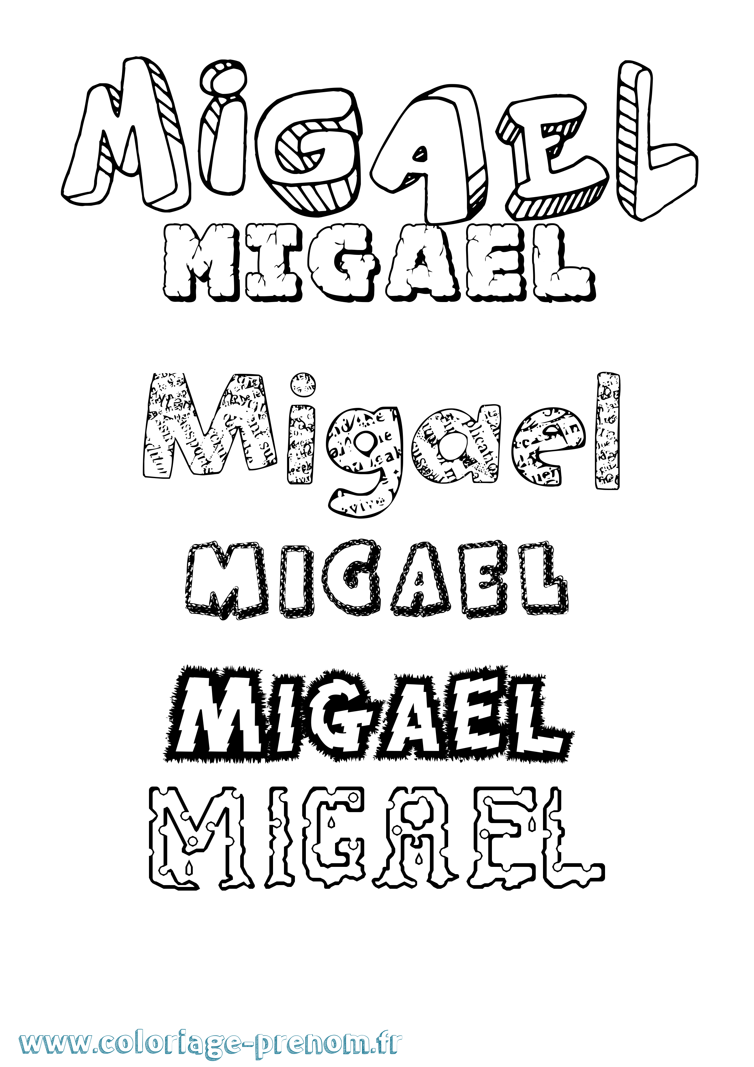 Coloriage Migael Destructuré Coloriage prénom Migael Destructuré