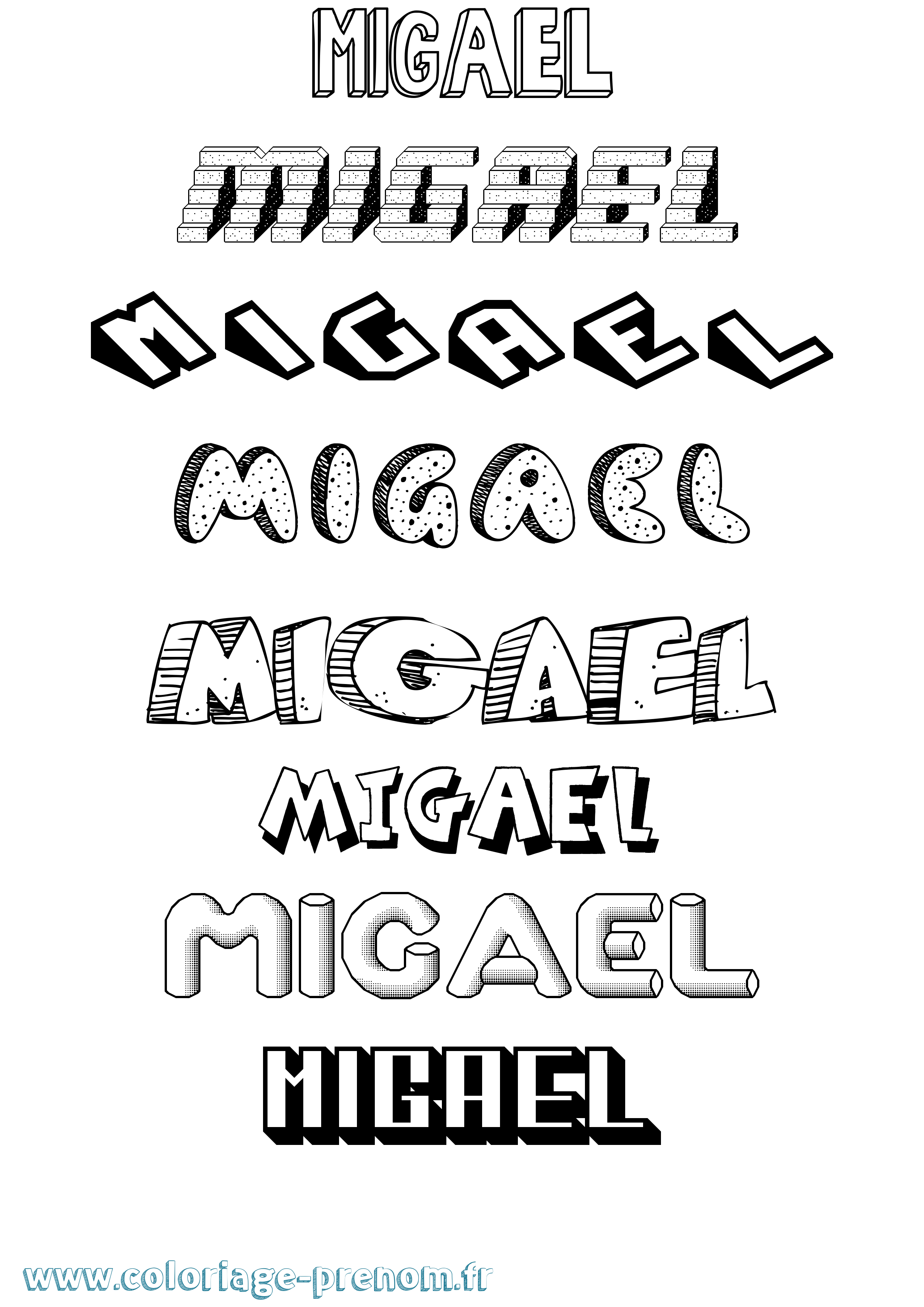 Coloriage Migael Effet 3D Coloriage prénom Migael Effet 3D