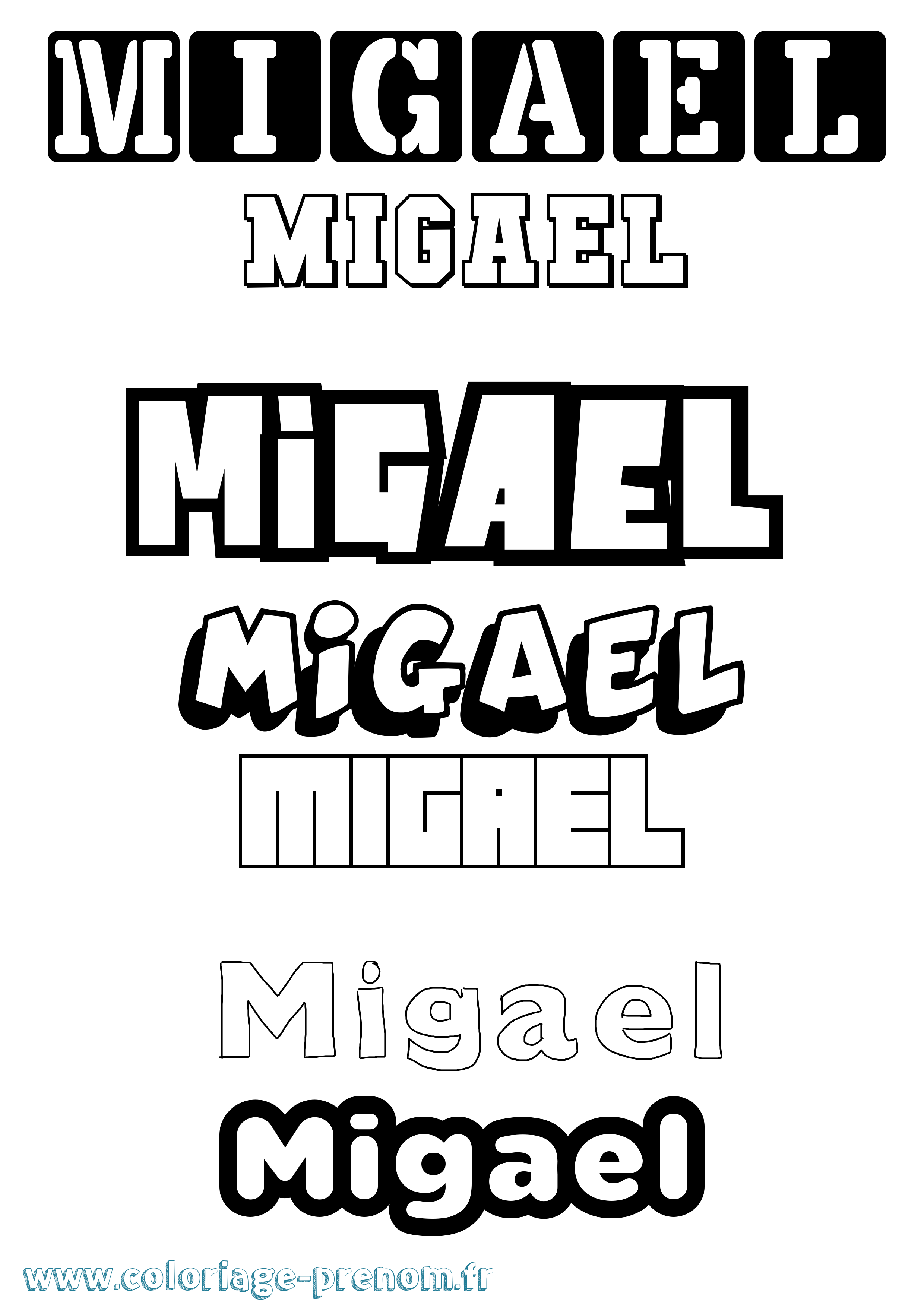 Coloriage Migael Simple Coloriage prénom Migael Simple