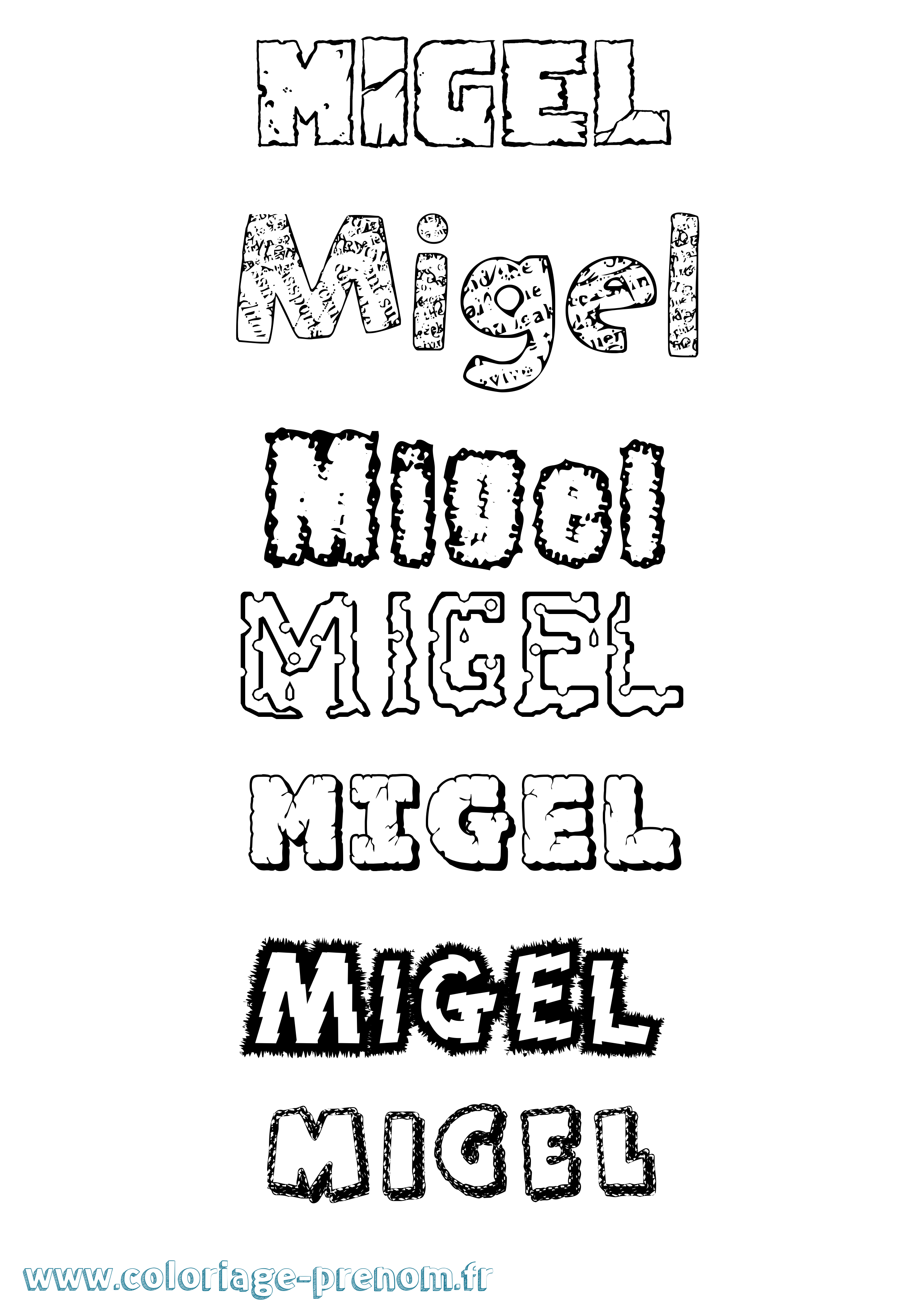 Coloriage Migel Destructuré Coloriage prénom Migel Destructuré