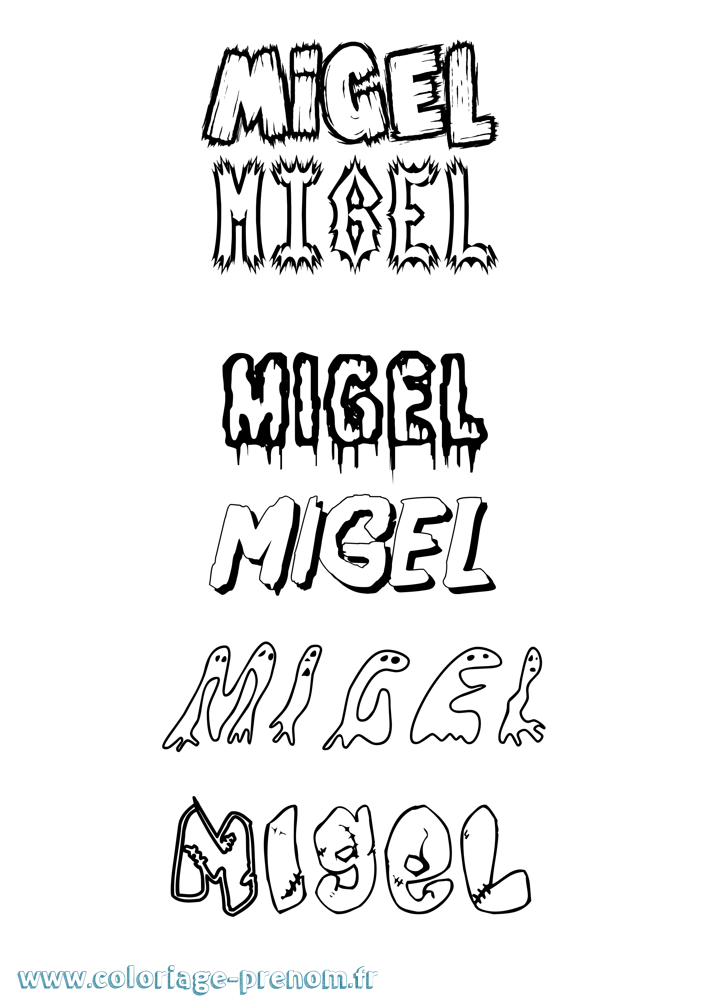 Coloriage Migel Frisson Coloriage prénom Migel Frisson