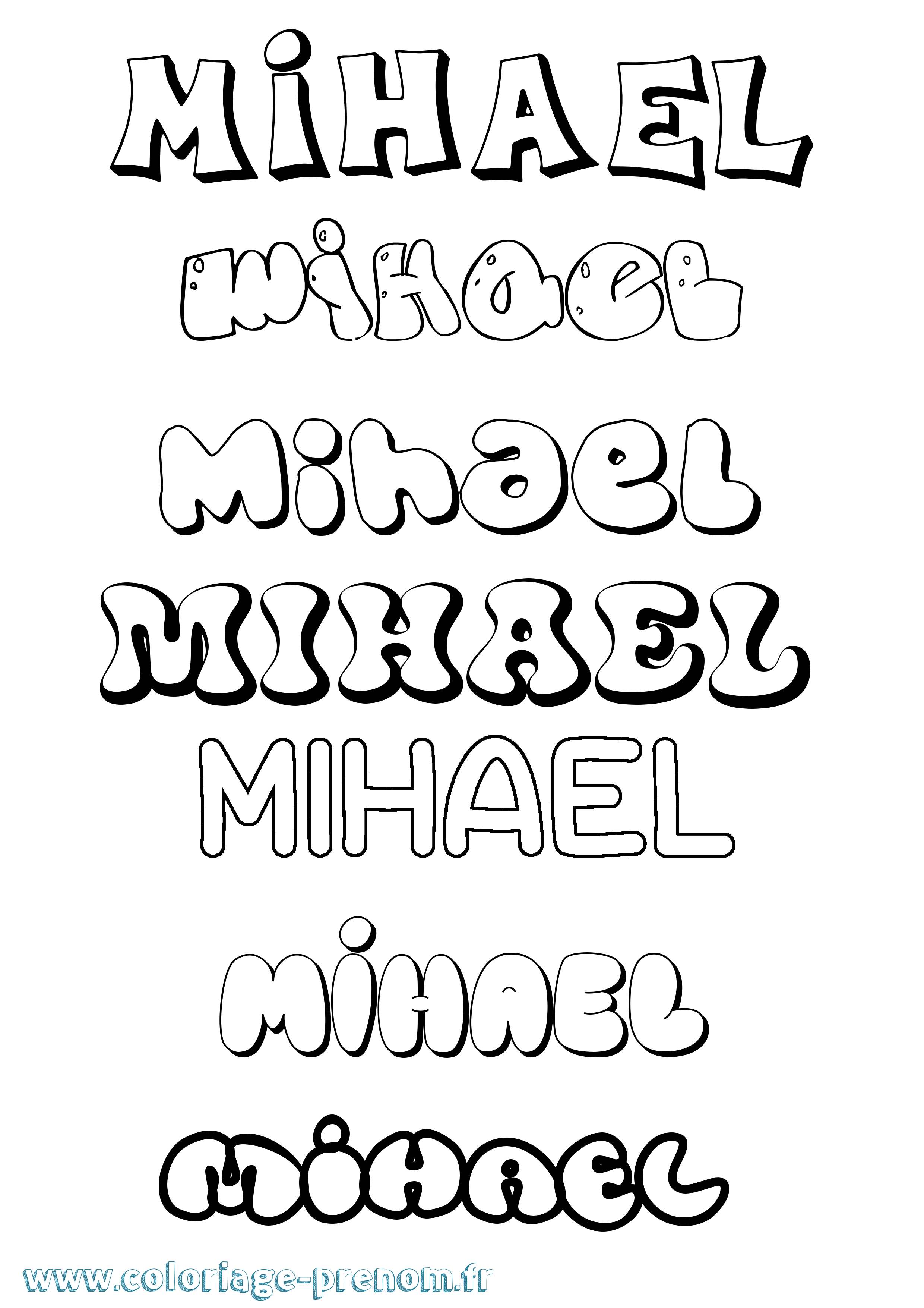 Coloriage Mihael Bubble Coloriage prénom Mihael Bubble