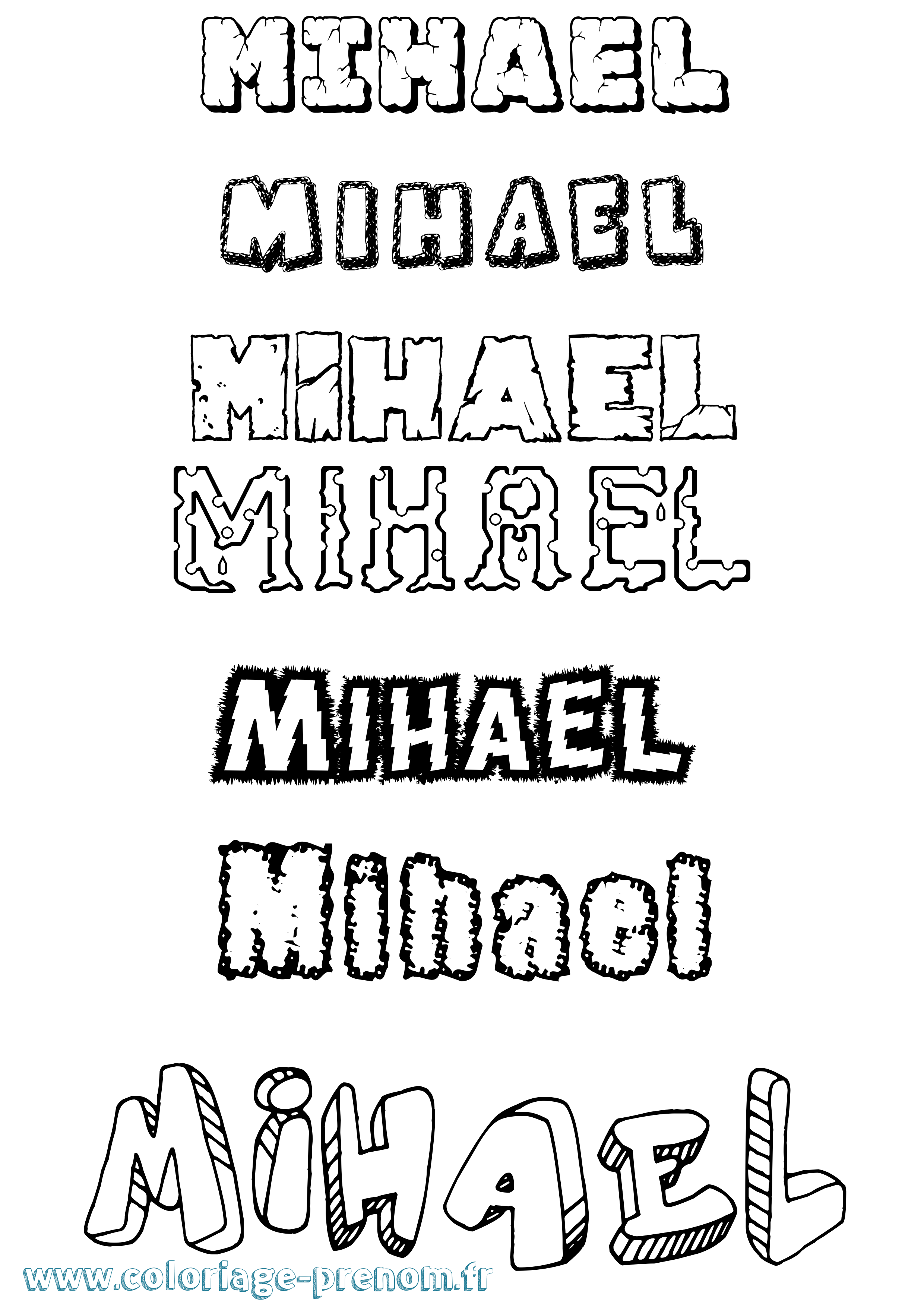 Coloriage Mihael Destructuré Coloriage prénom Mihael Destructuré