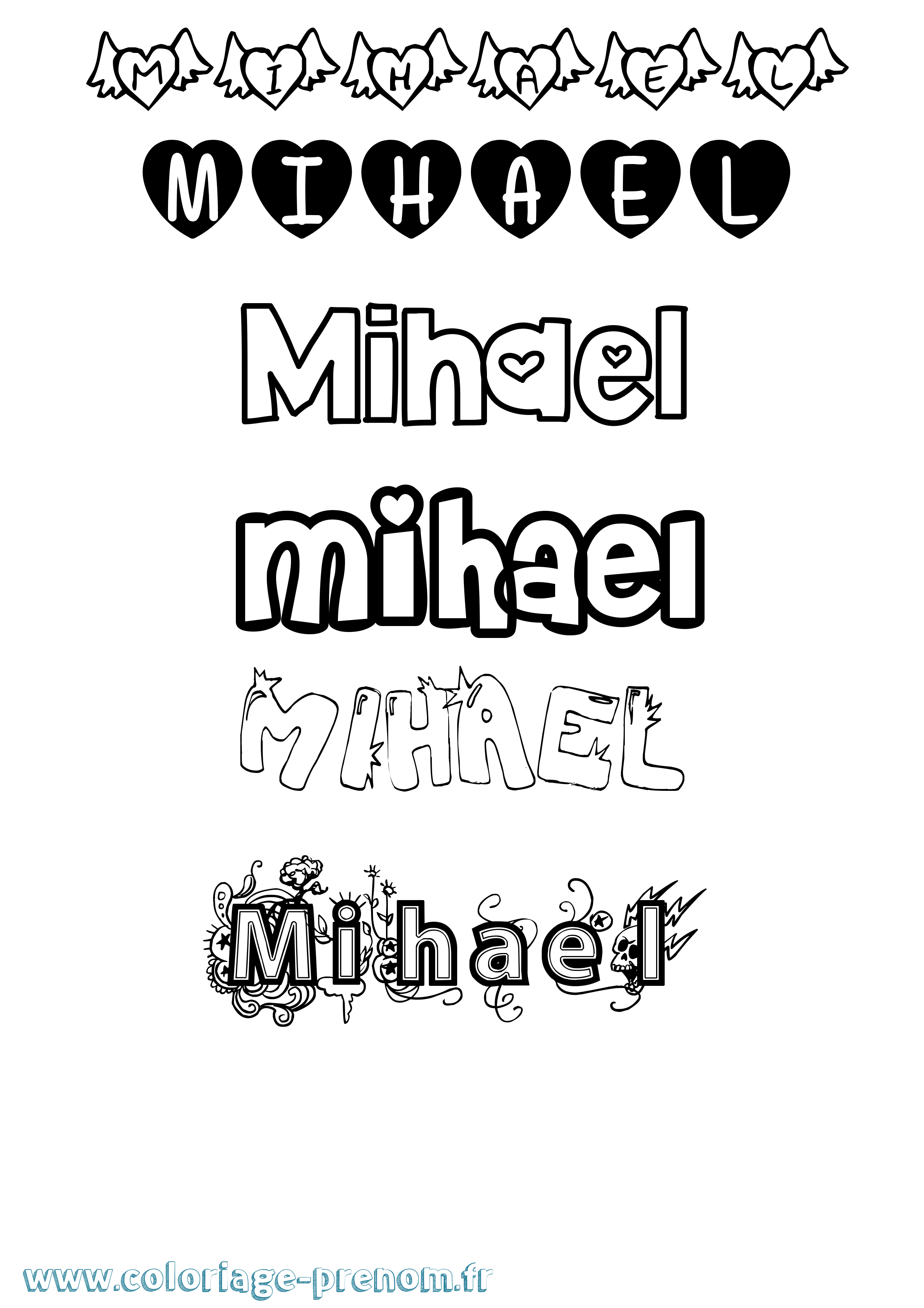 Coloriage Mihael Girly Coloriage prénom Mihael Girly