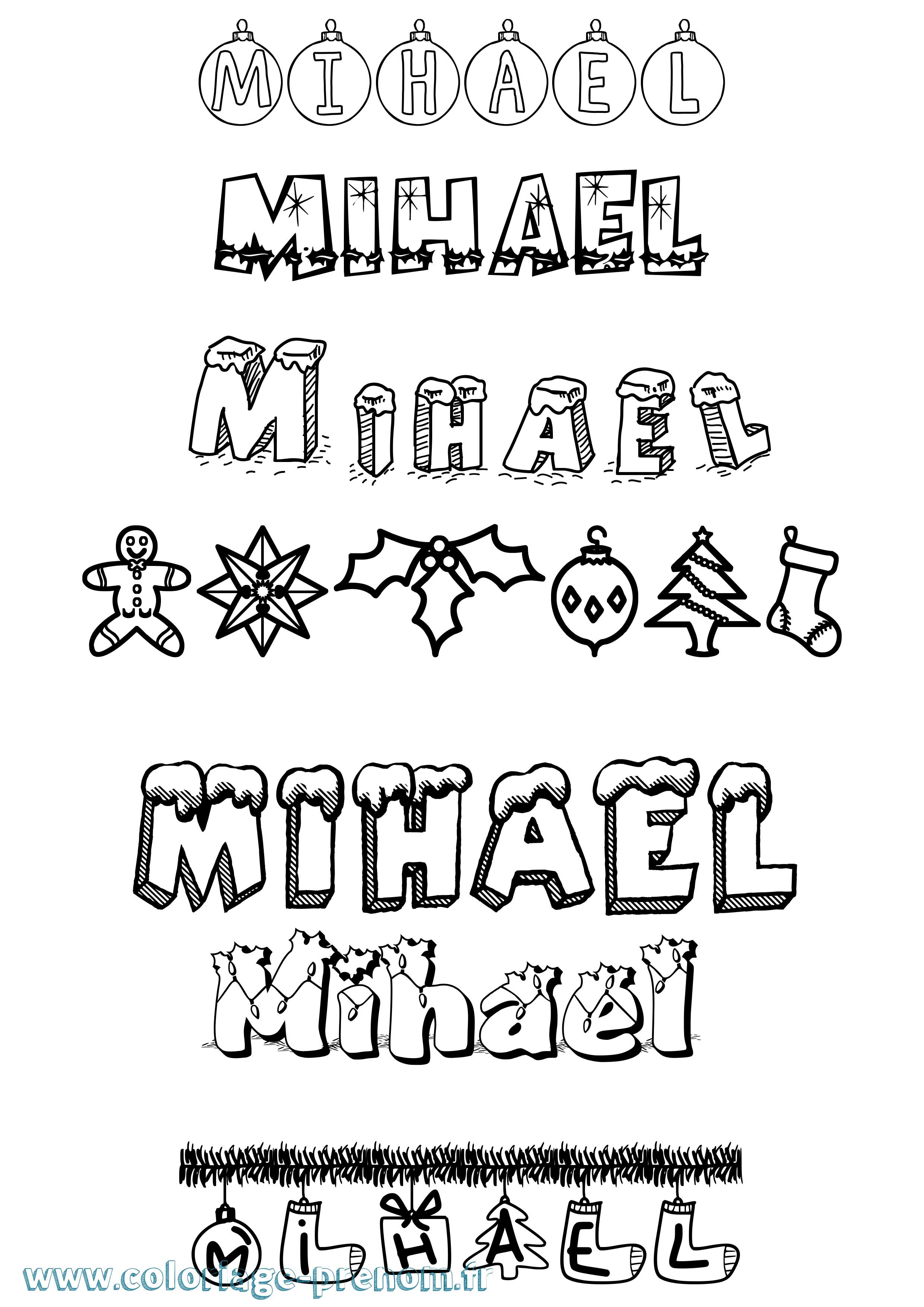 Coloriage Mihael Noël Coloriage prénom Mihael Noël