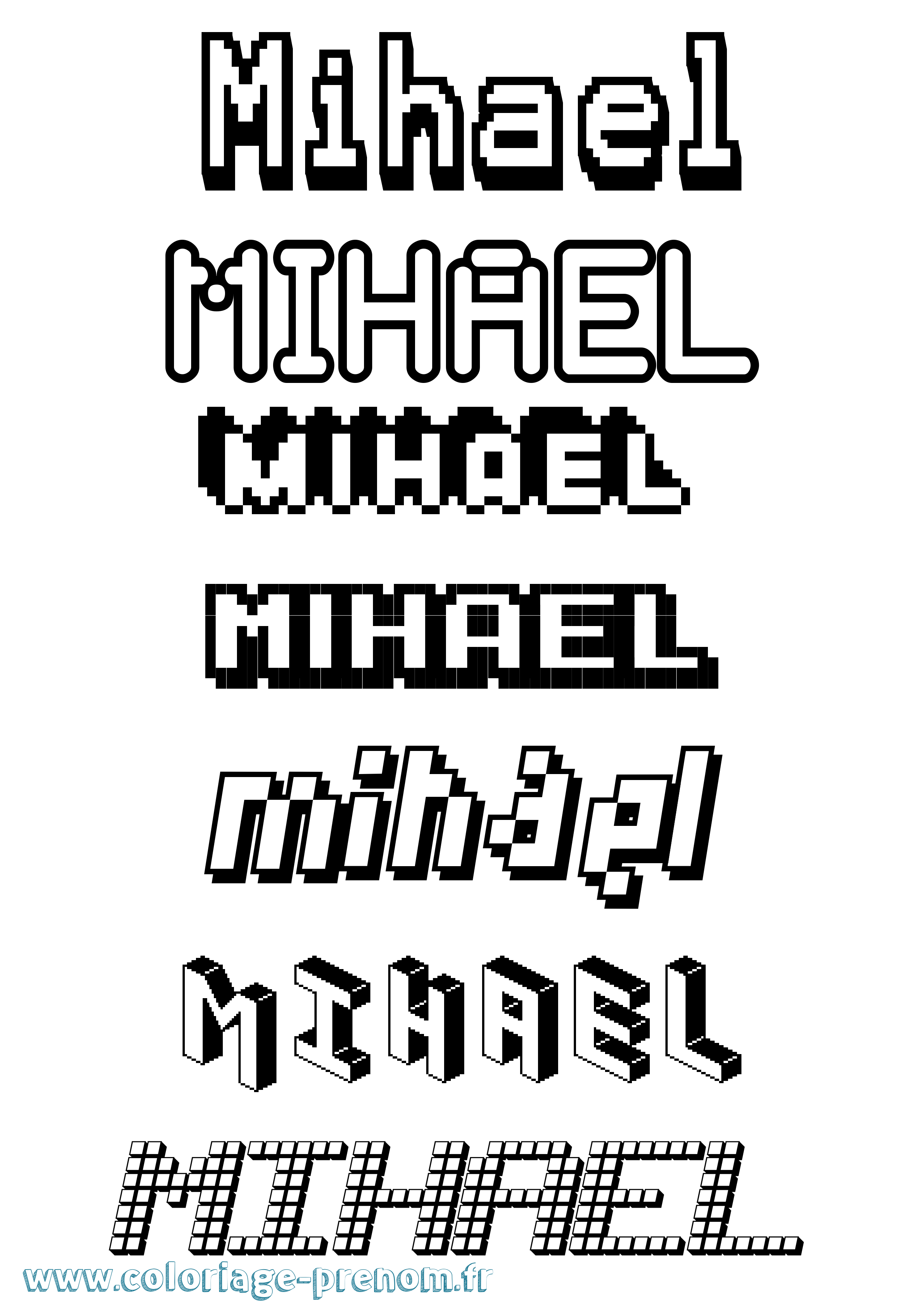 Coloriage Mihael Pixel Coloriage prénom Mihael Pixel