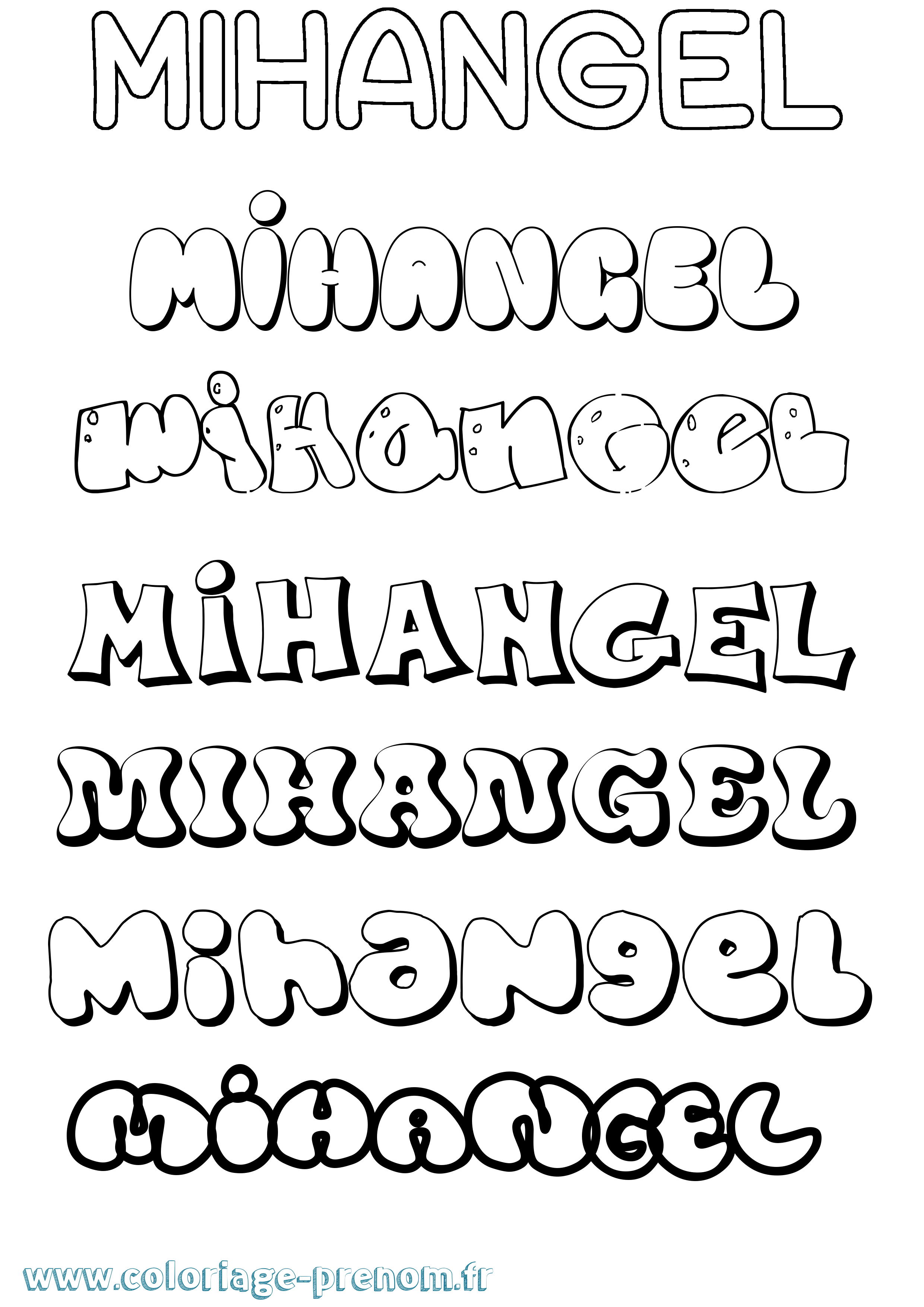 Coloriage Mihangel Bubble Coloriage prénom Mihangel Bubble