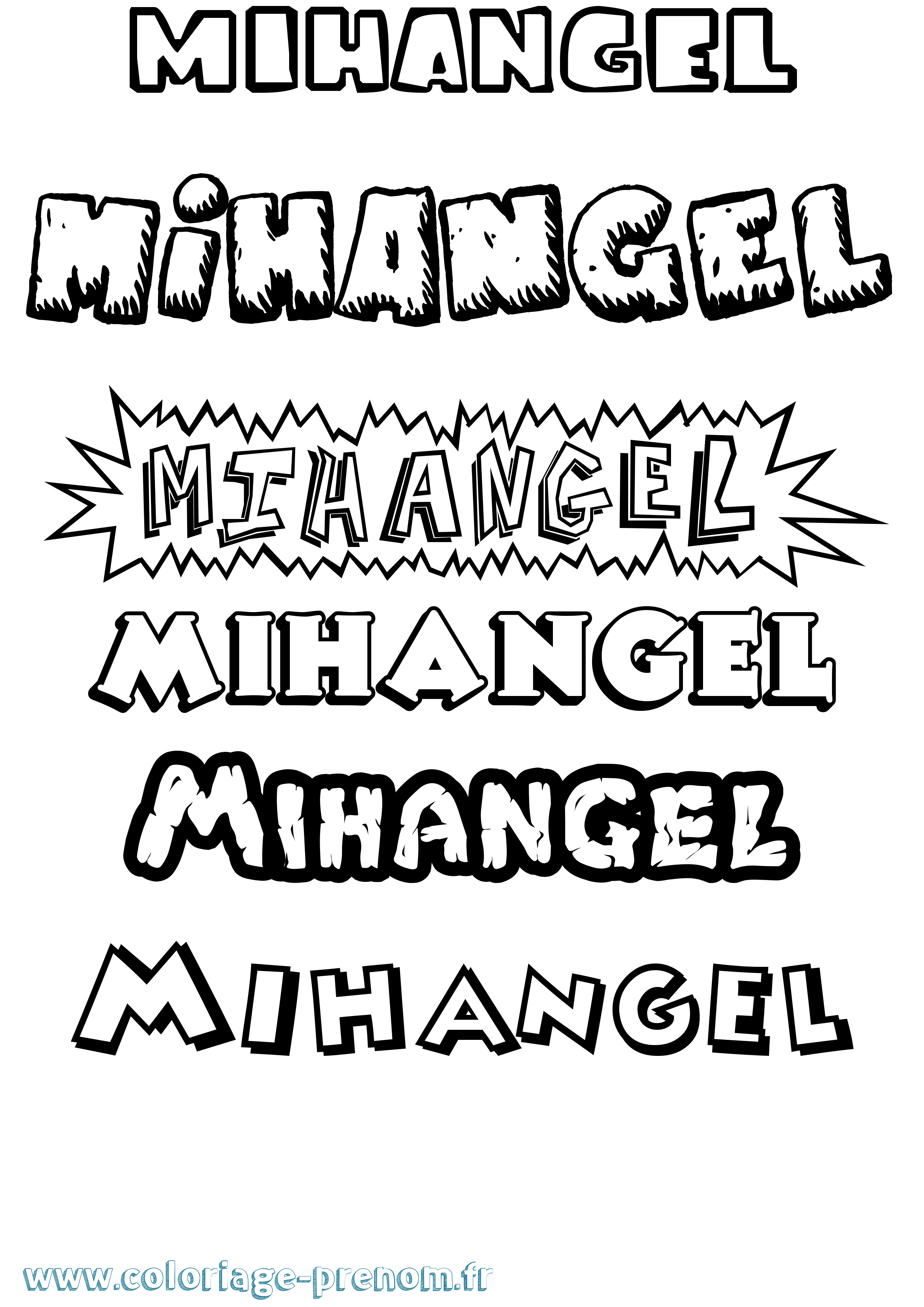 Coloriage Mihangel Dessin Animé Coloriage prénom Mihangel Dessin Animé