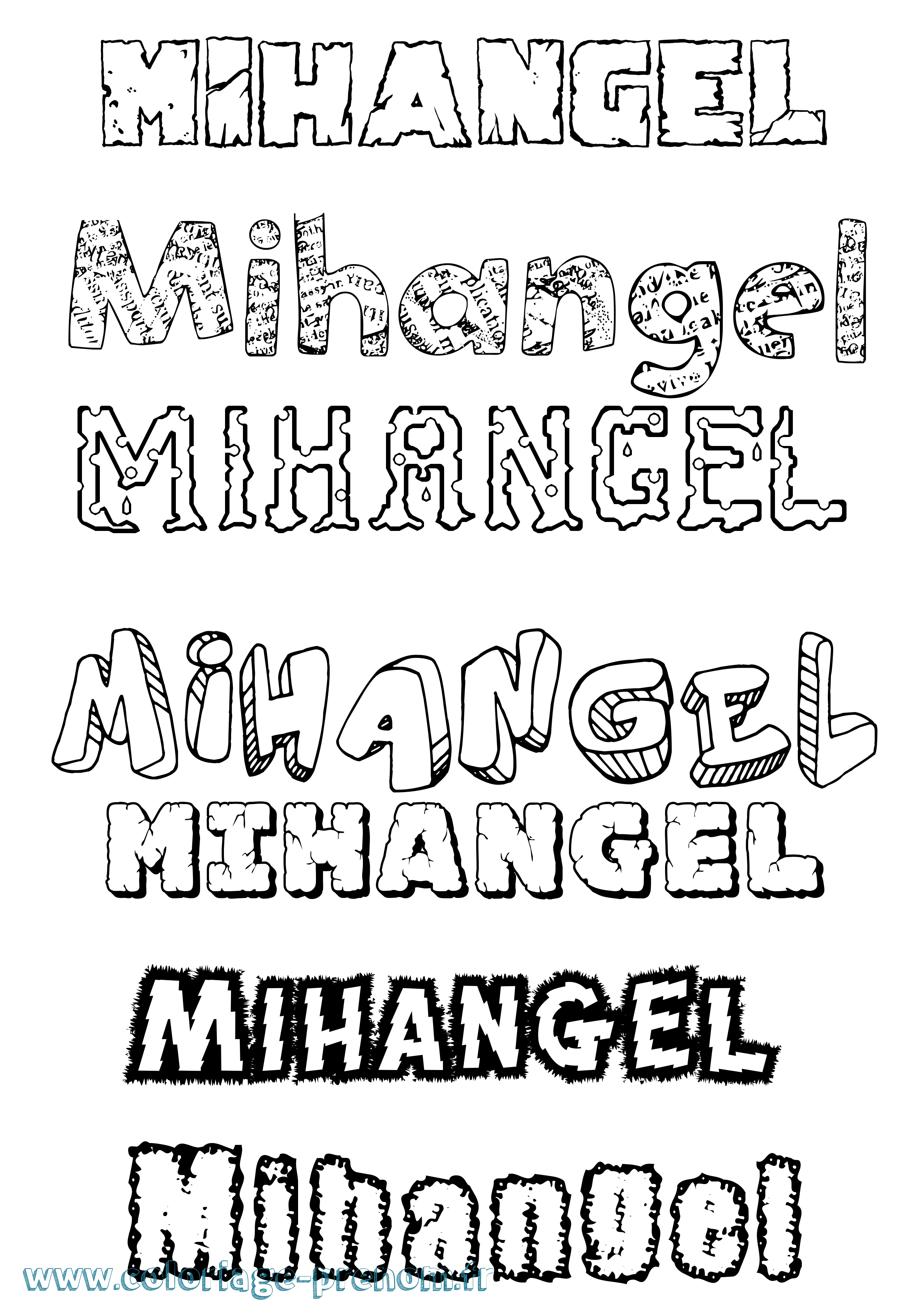 Coloriage Mihangel Destructuré Coloriage prénom Mihangel Destructuré