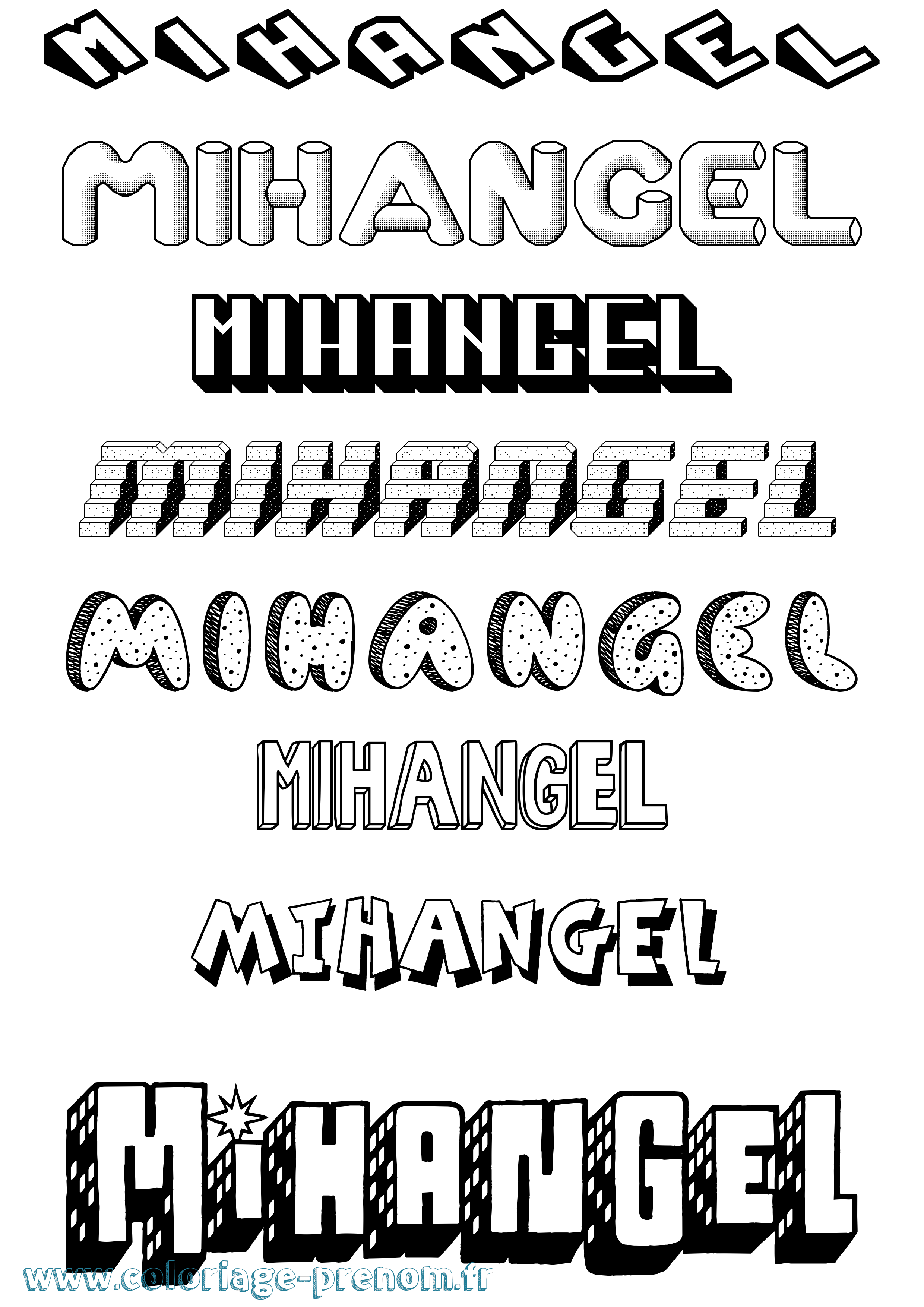 Coloriage Mihangel Effet 3D Coloriage prénom Mihangel Effet 3D