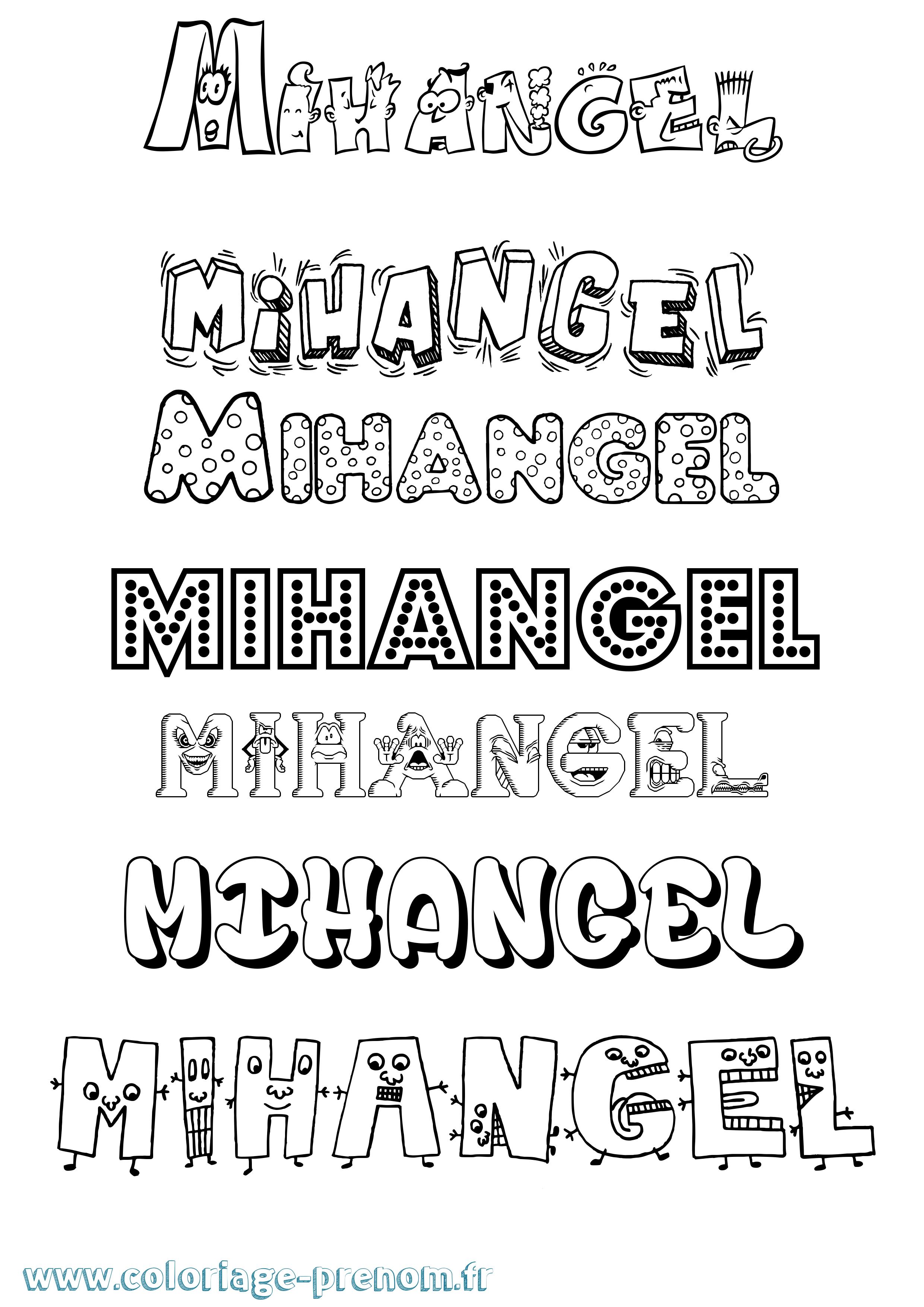 Coloriage Mihangel Fun Coloriage prénom Mihangel Fun
