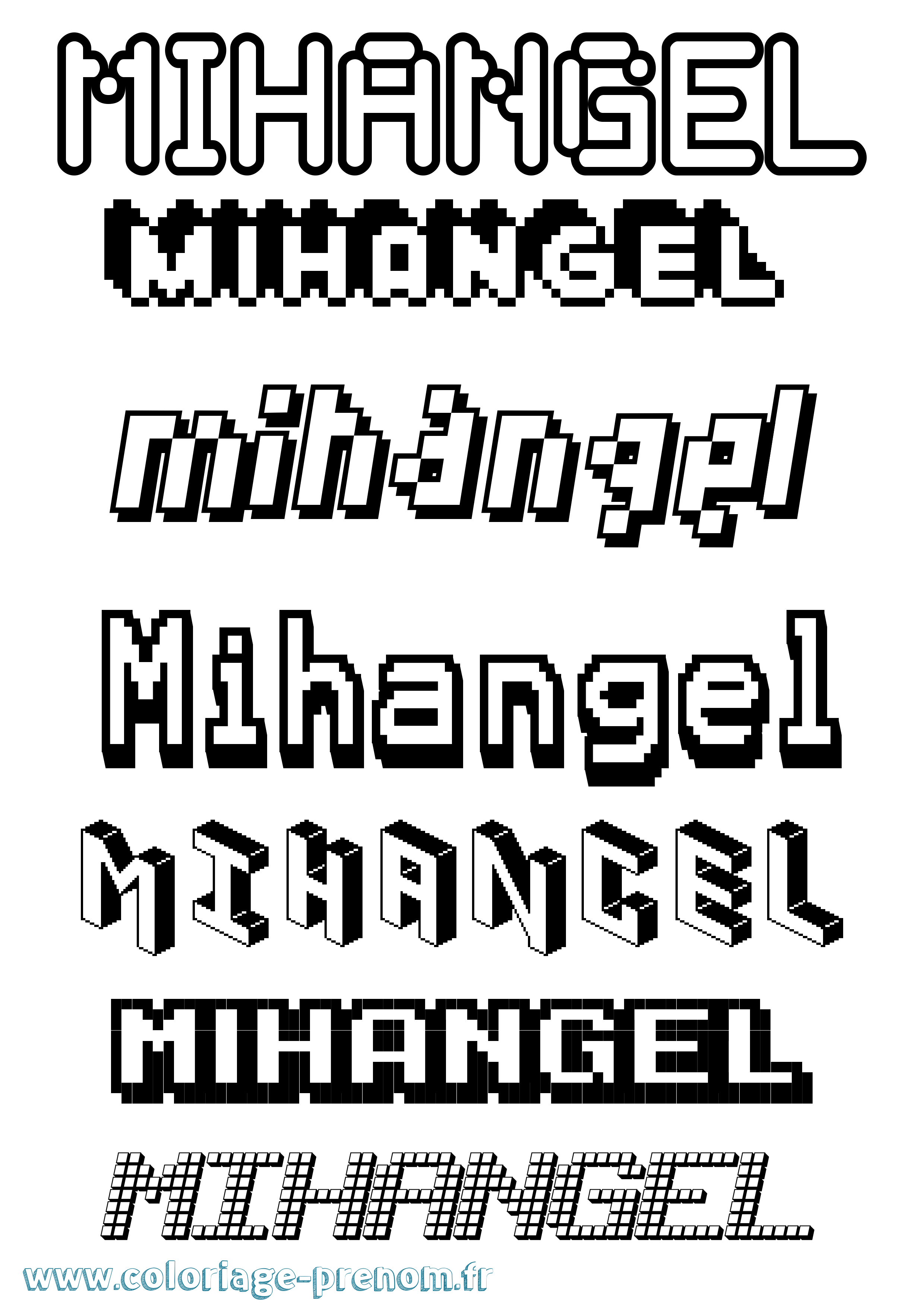 Coloriage Mihangel Pixel Coloriage prénom Mihangel Pixel