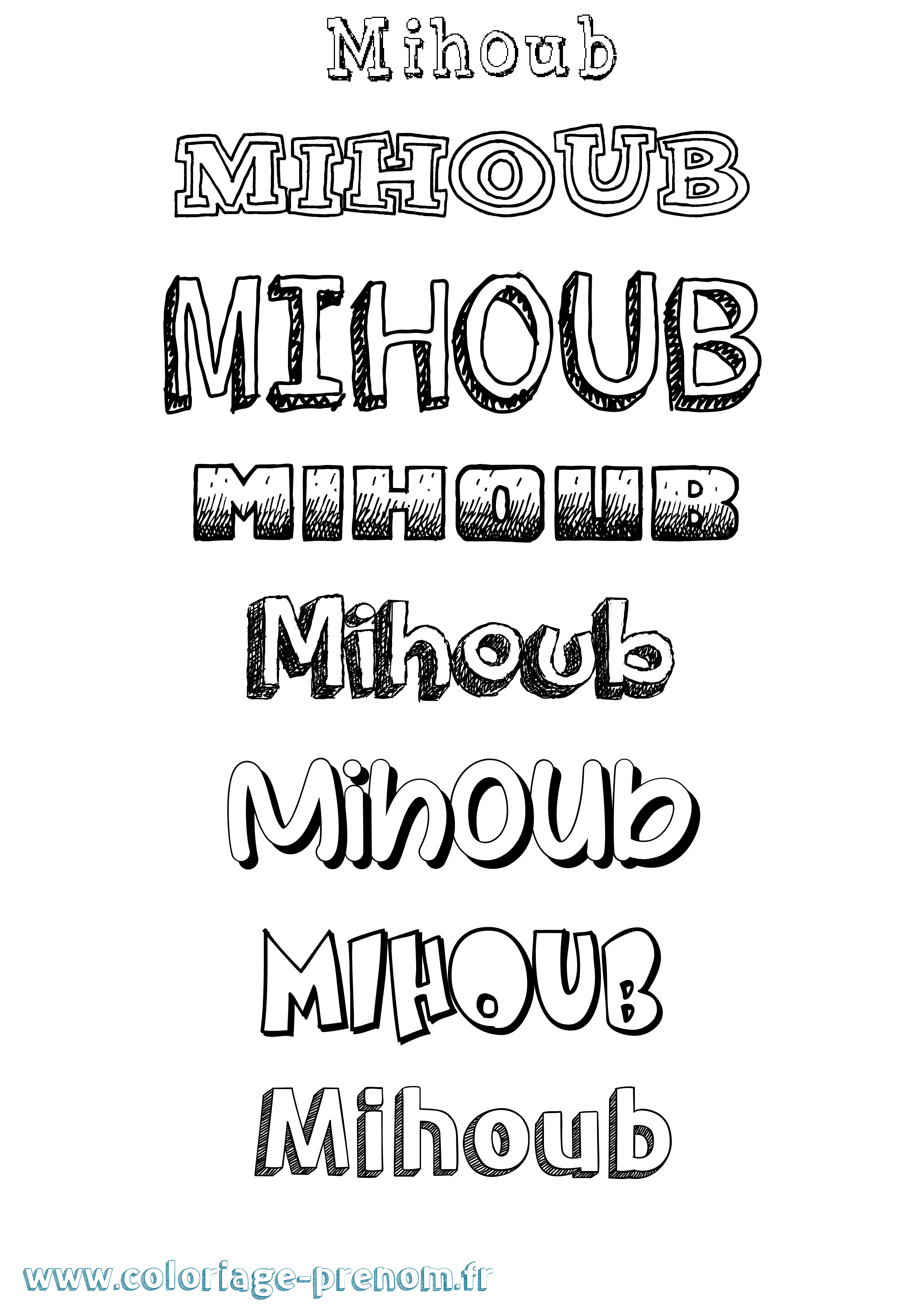 Coloriage Mihoub Dessiné Coloriage prénom Mihoub Dessiné