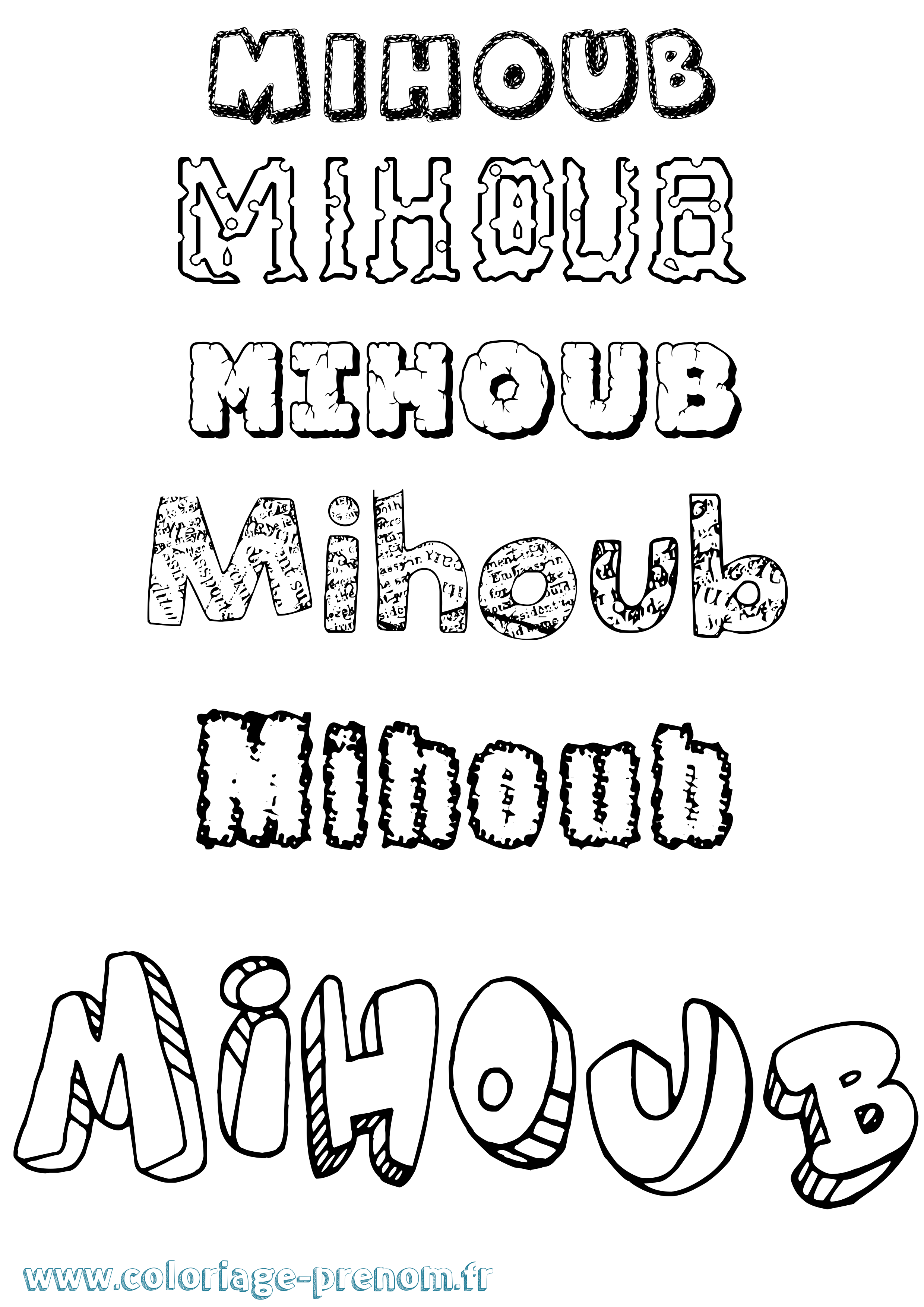 Coloriage Mihoub Destructuré Coloriage prénom Mihoub Destructuré