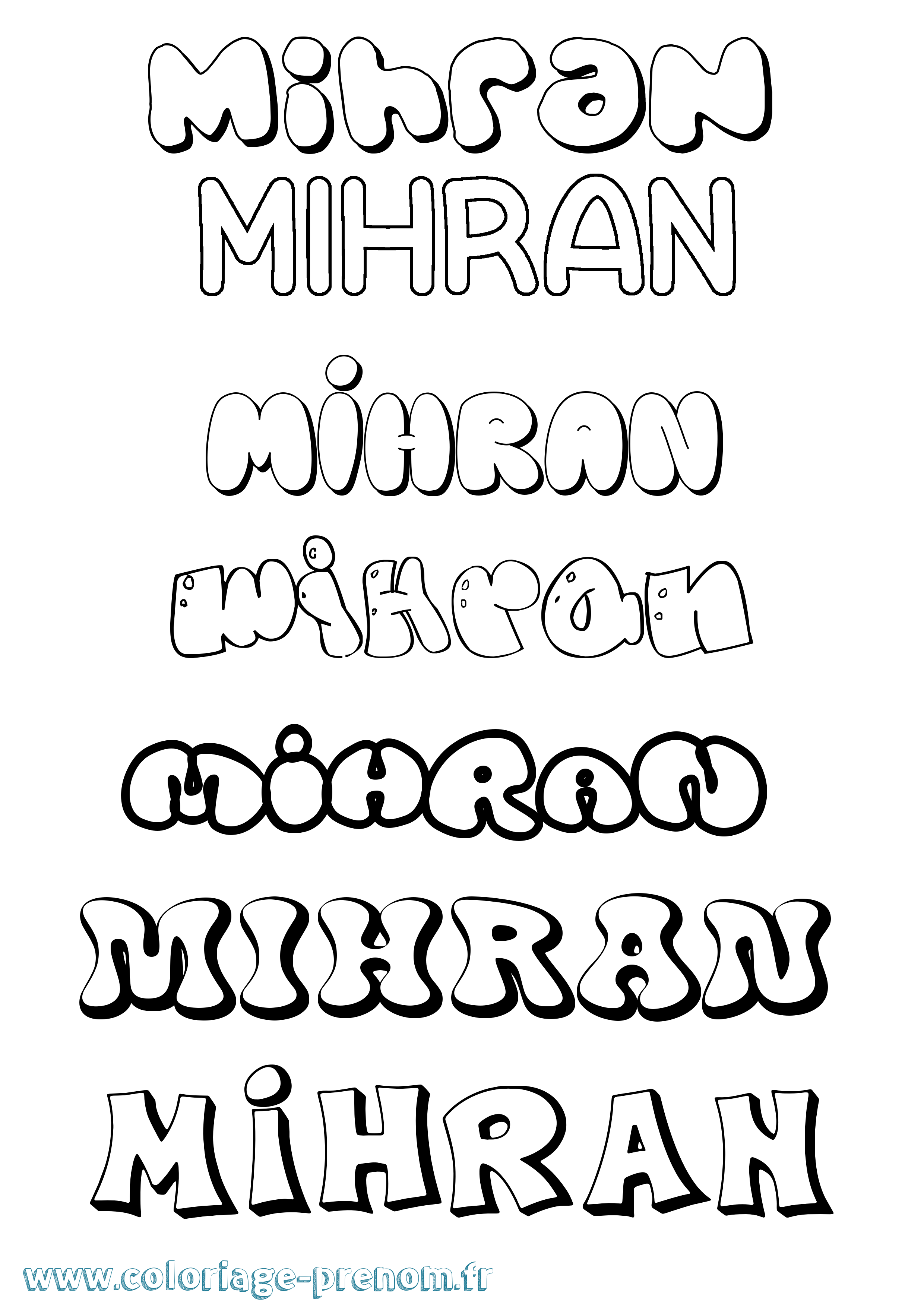 Coloriage Mihran Bubble Coloriage prénom Mihran Bubble