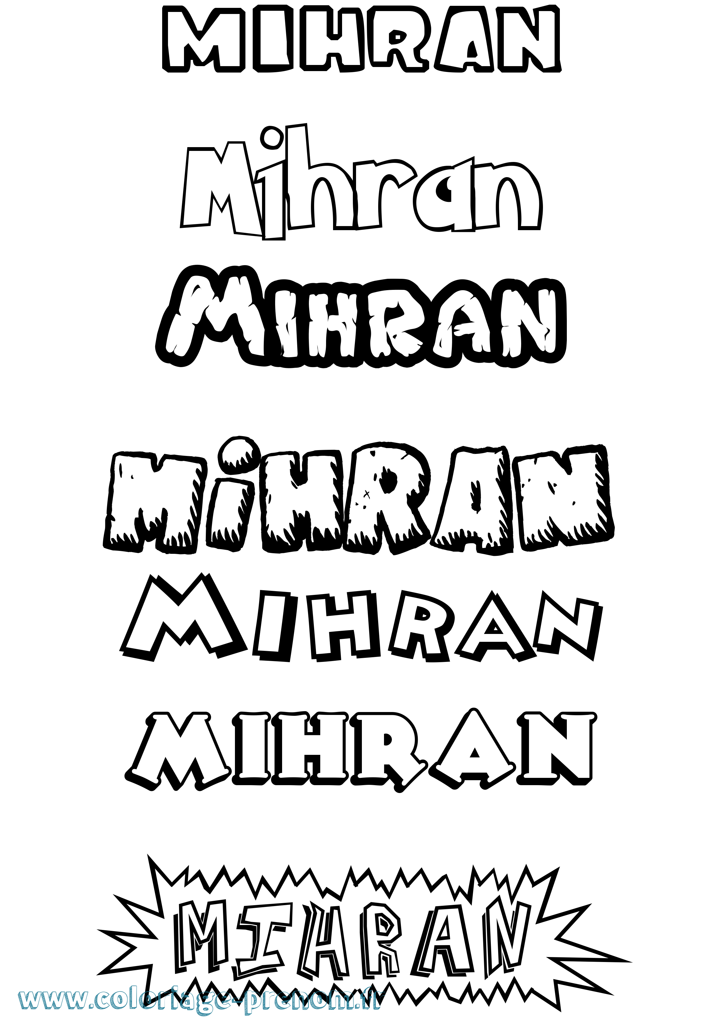 Coloriage Mihran Dessin Animé Coloriage prénom Mihran Dessin Animé
