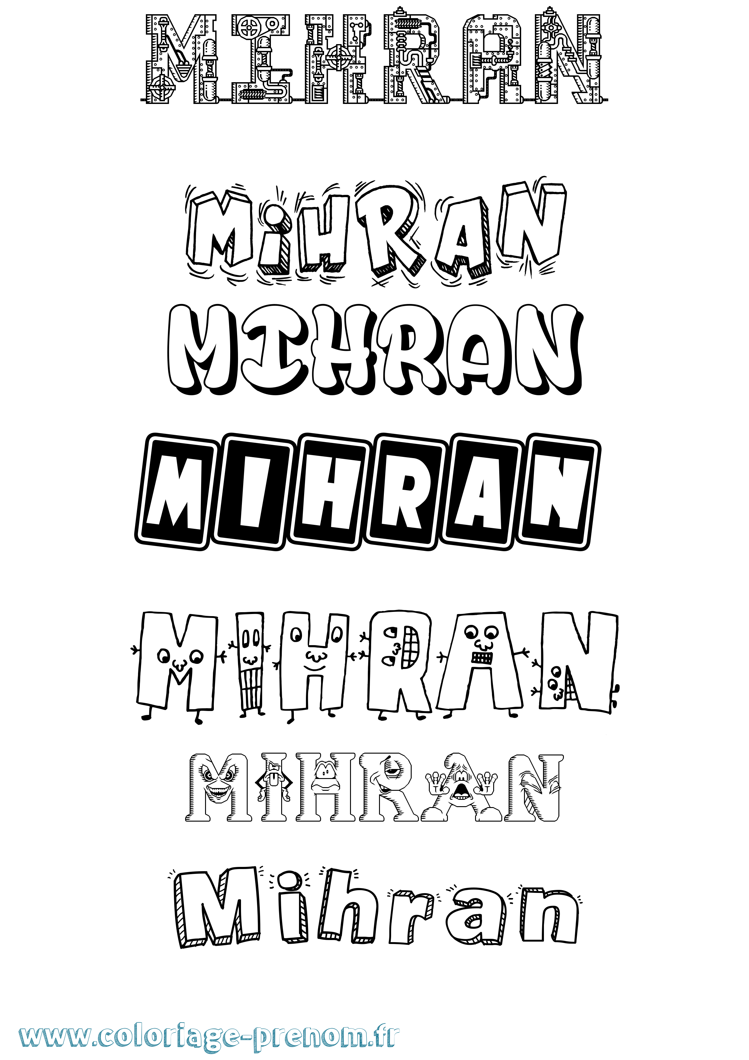 Coloriage Mihran Fun Coloriage prénom Mihran Fun