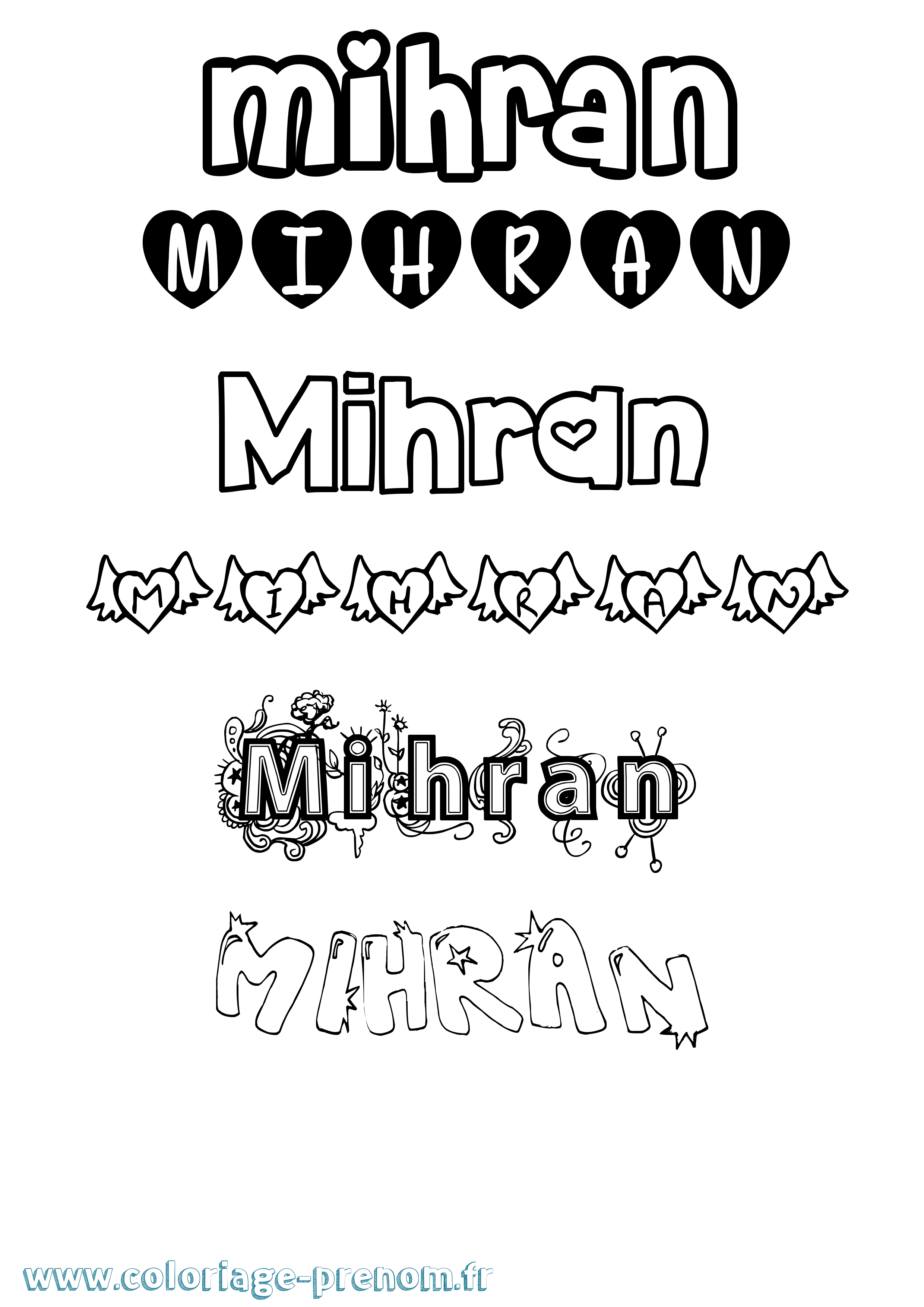 Coloriage Mihran Girly Coloriage prénom Mihran Girly