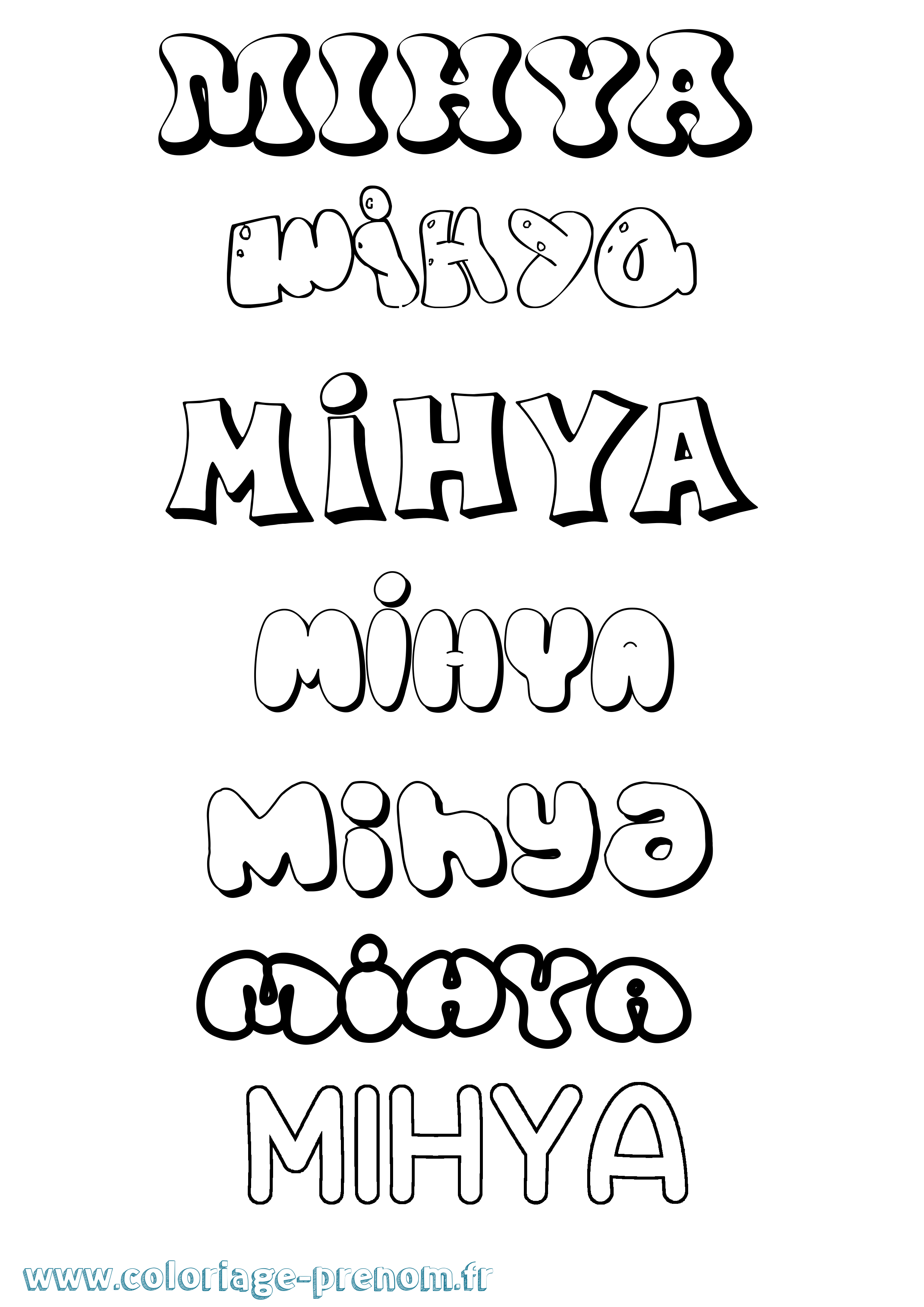 Coloriage Mihya Bubble Coloriage prénom Mihya Bubble