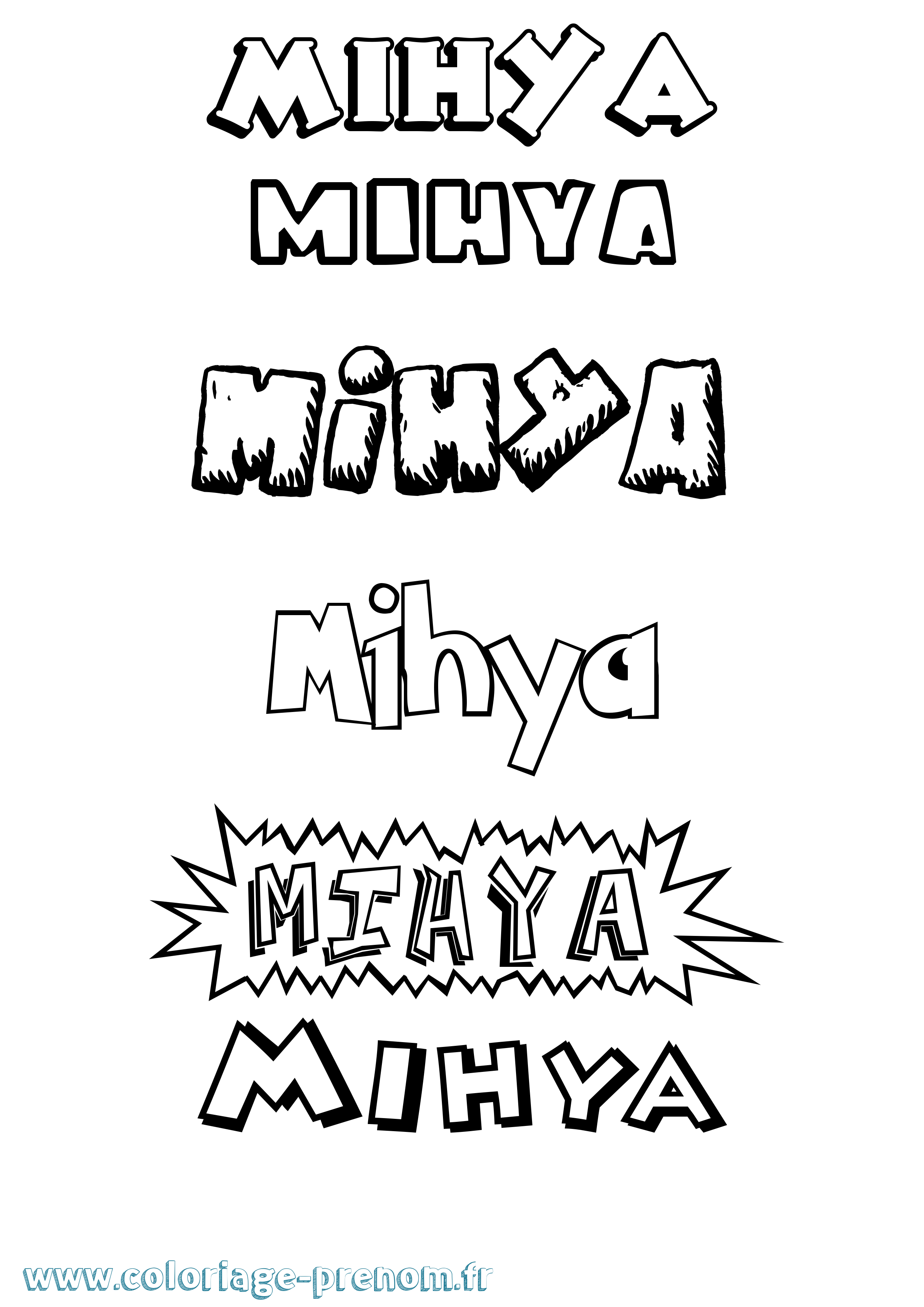Coloriage Mihya Dessin Animé Coloriage prénom Mihya Dessin Animé