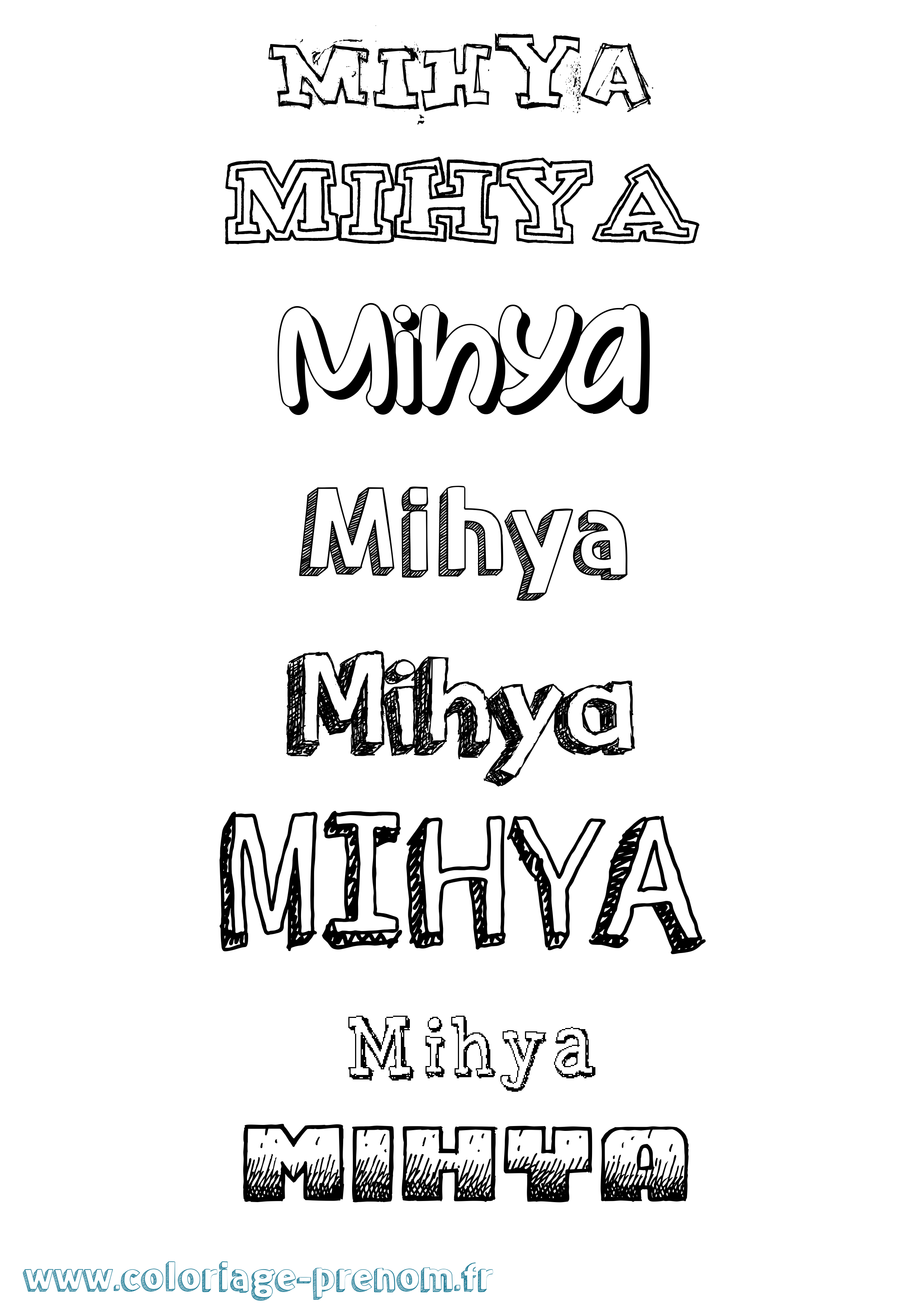 Coloriage Mihya Dessiné Coloriage prénom Mihya Dessiné