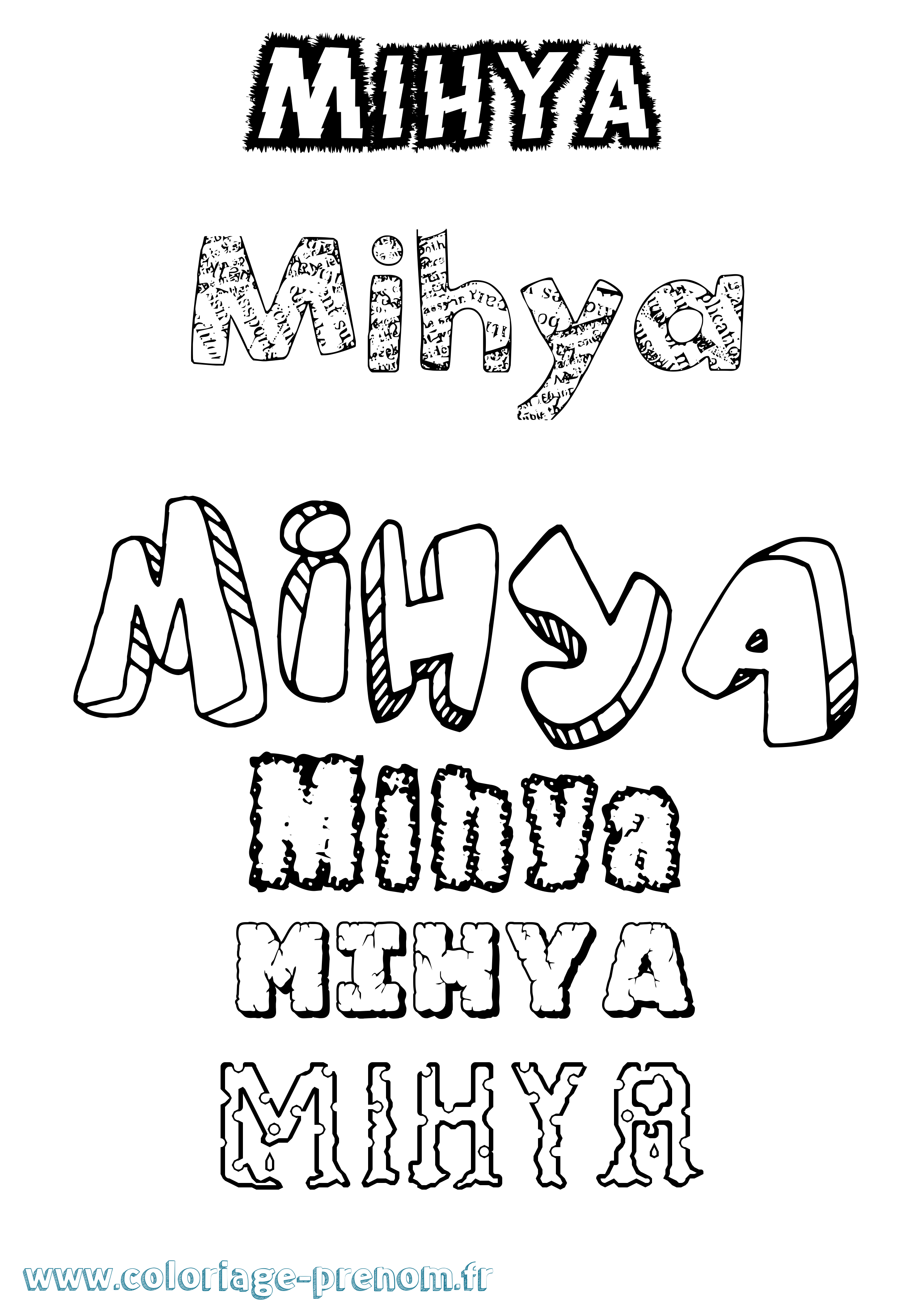 Coloriage Mihya Destructuré Coloriage prénom Mihya Destructuré