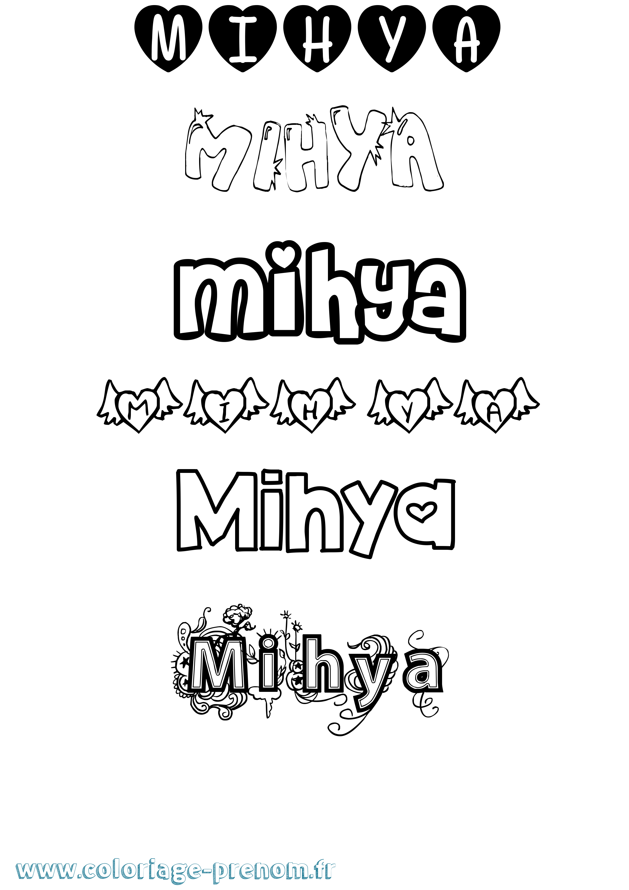 Coloriage Mihya Girly Coloriage prénom Mihya Girly