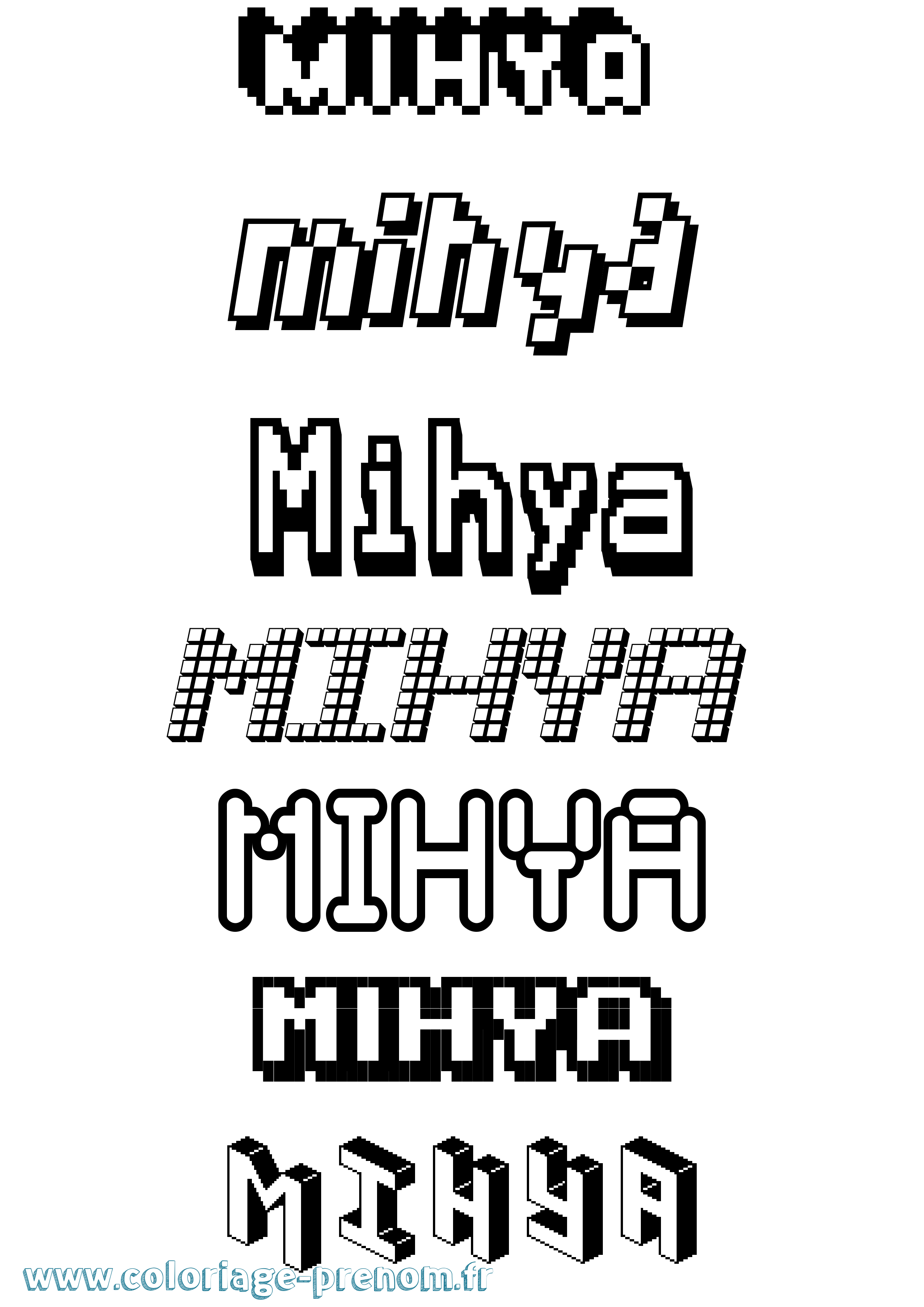 Coloriage Mihya Pixel Coloriage prénom Mihya Pixel