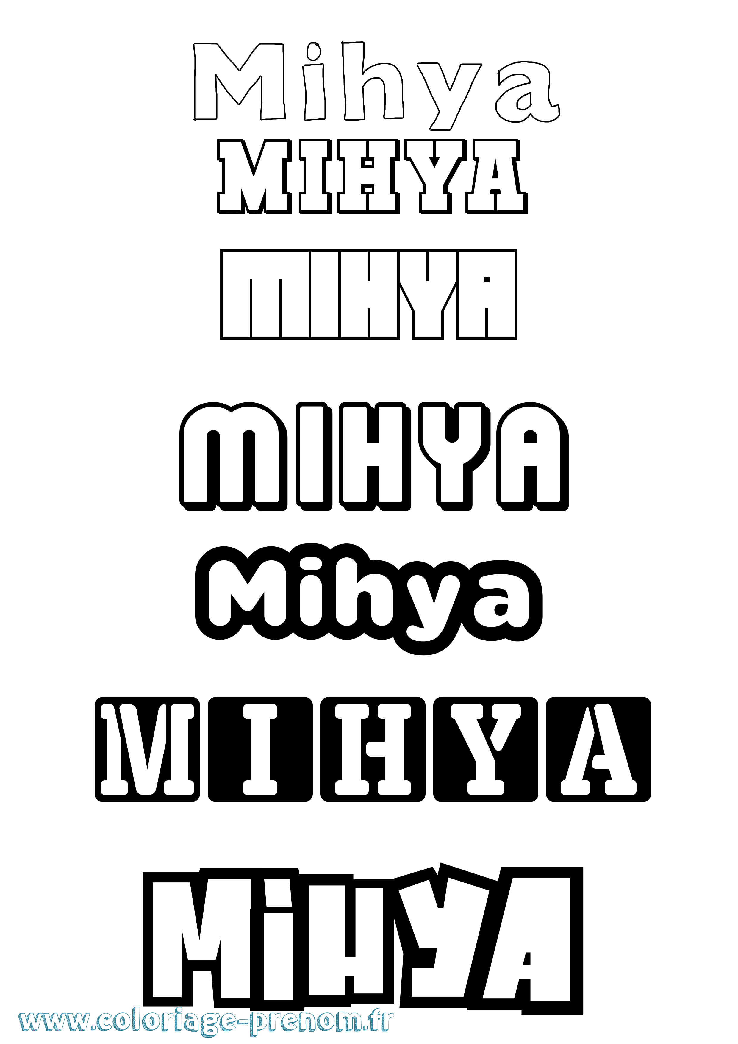 Coloriage Mihya Simple Coloriage prénom Mihya Simple