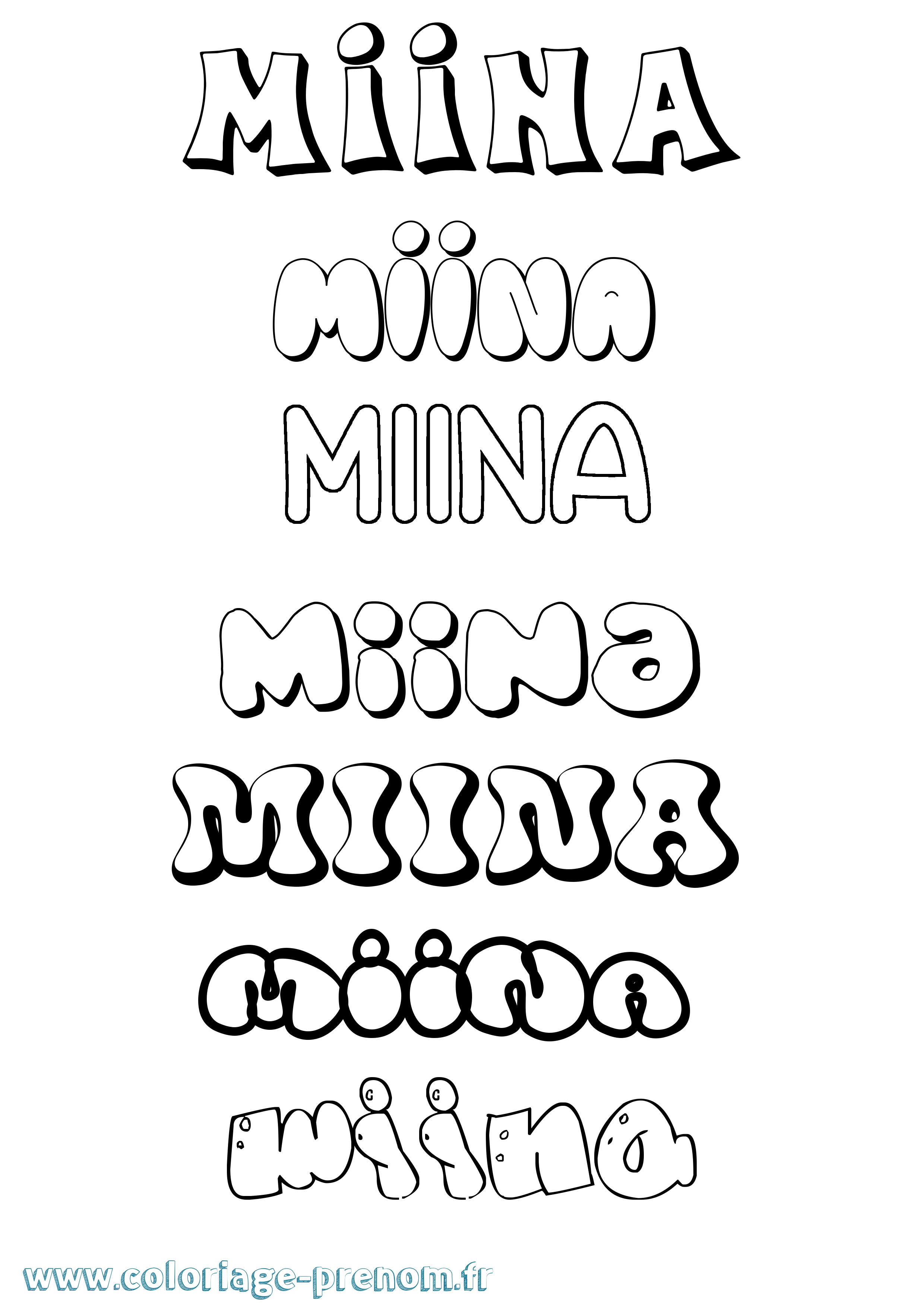 Coloriage Miina Bubble Coloriage prénom Miina Bubble