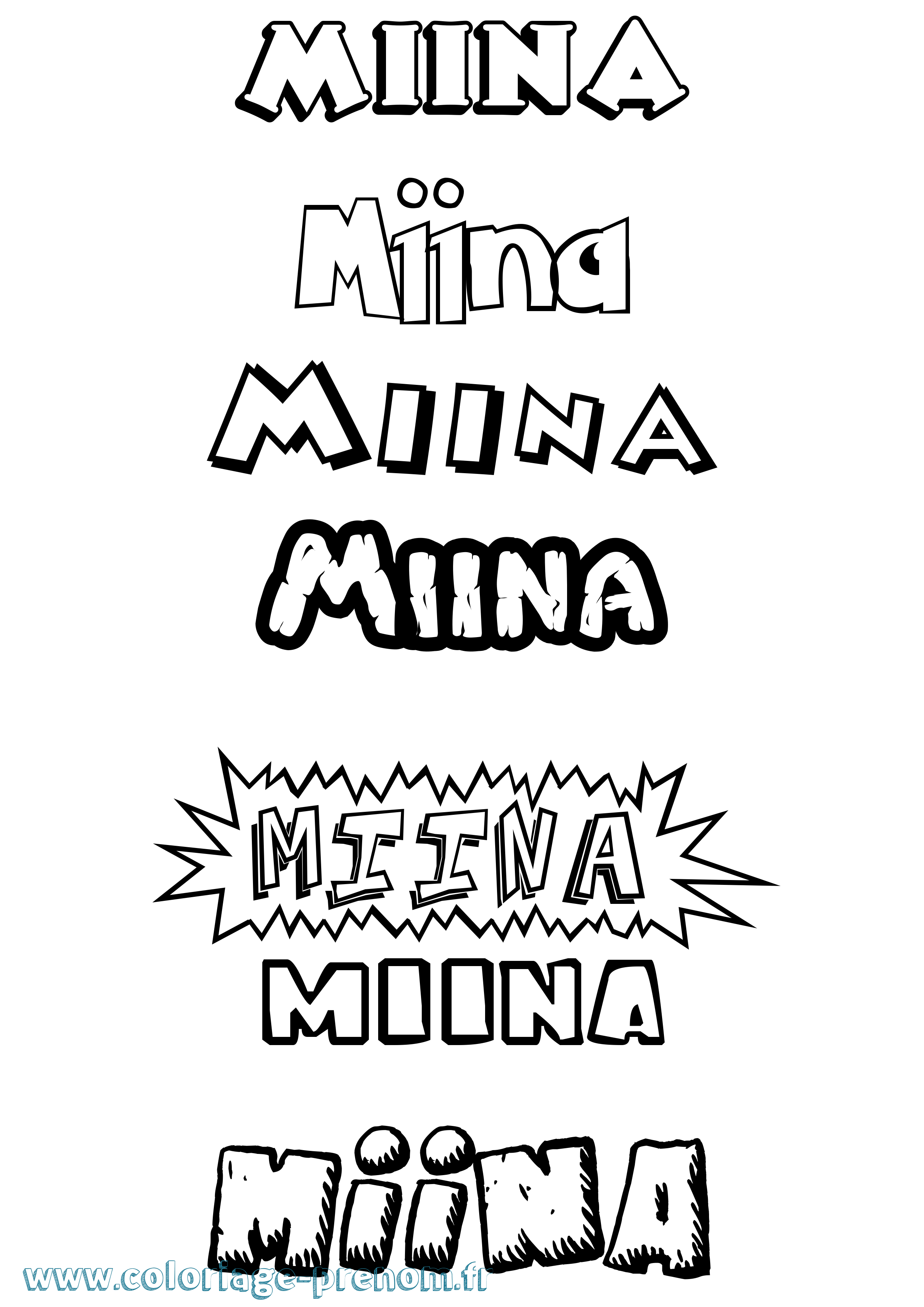 Coloriage Miina Dessin Animé Coloriage prénom Miina Dessin Animé