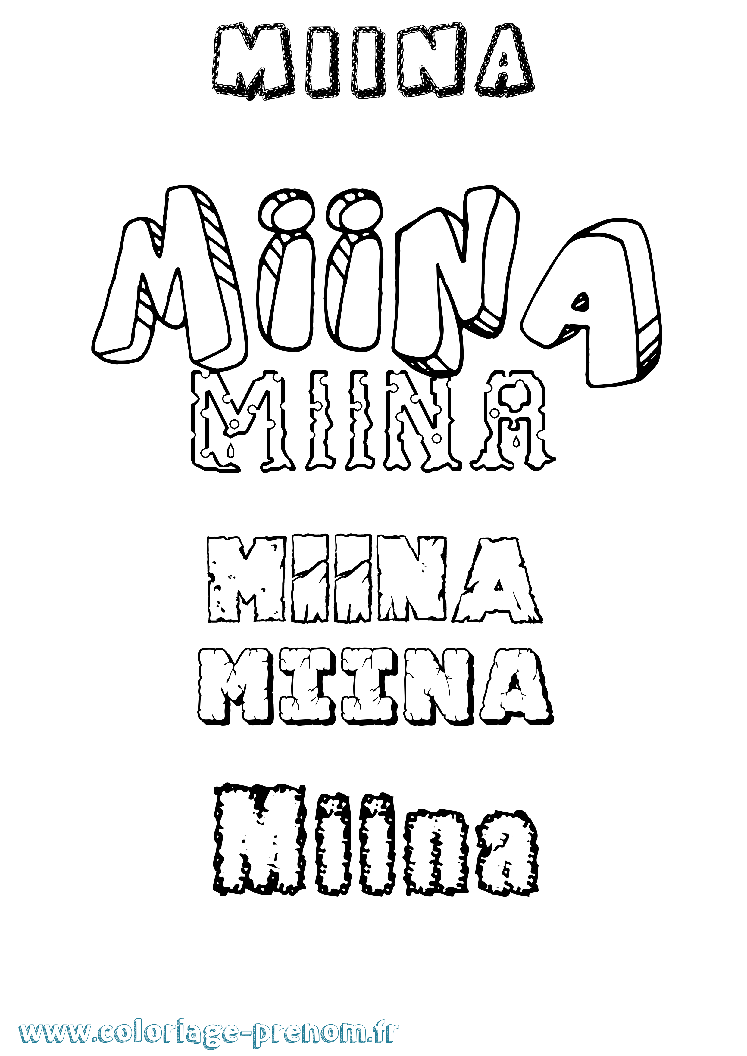 Coloriage Miina Destructuré Coloriage prénom Miina Destructuré